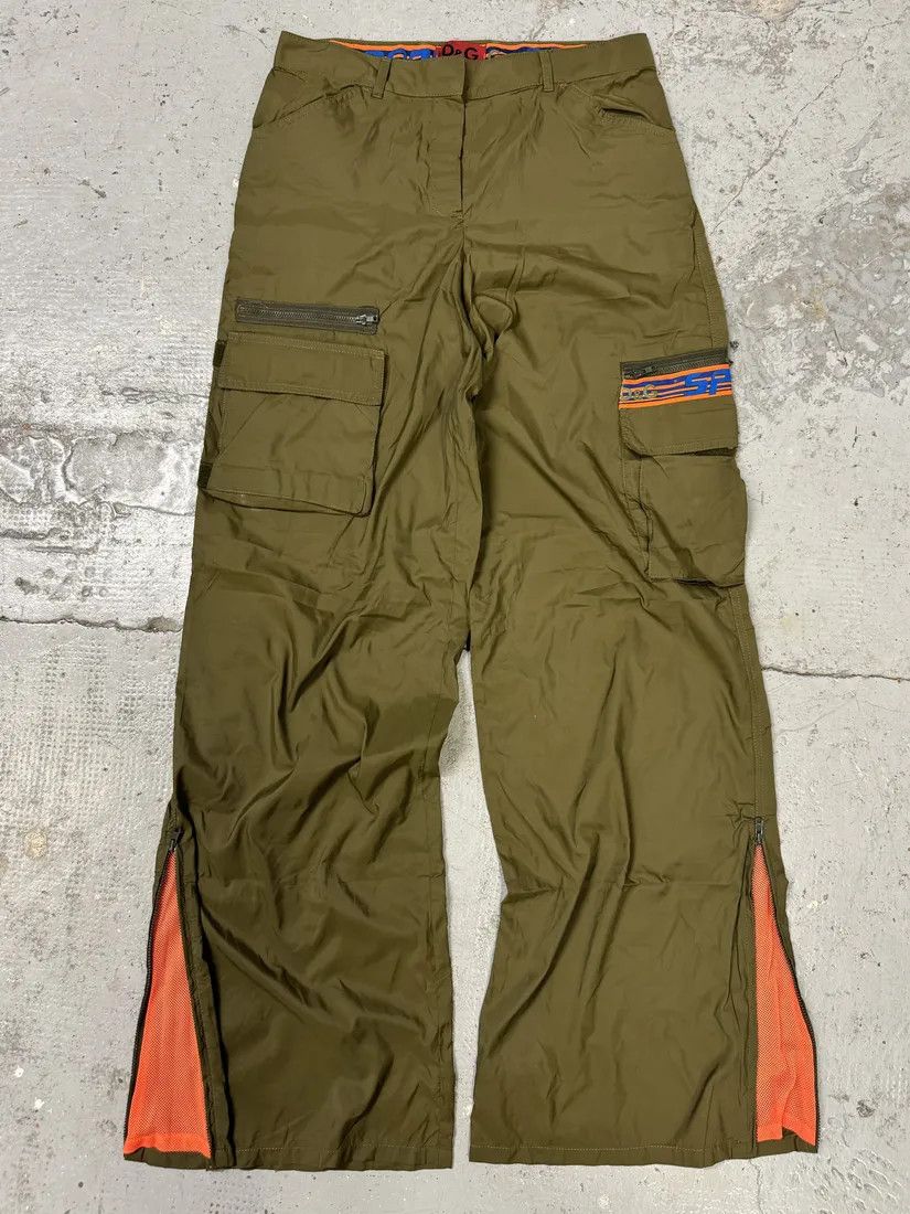 Designer × Dolce & Gabbana × Vintage 2000s Dolce & Gabbana Green & Orange Nylon Cargo Pants Size US 31 - 2 Thumbnail