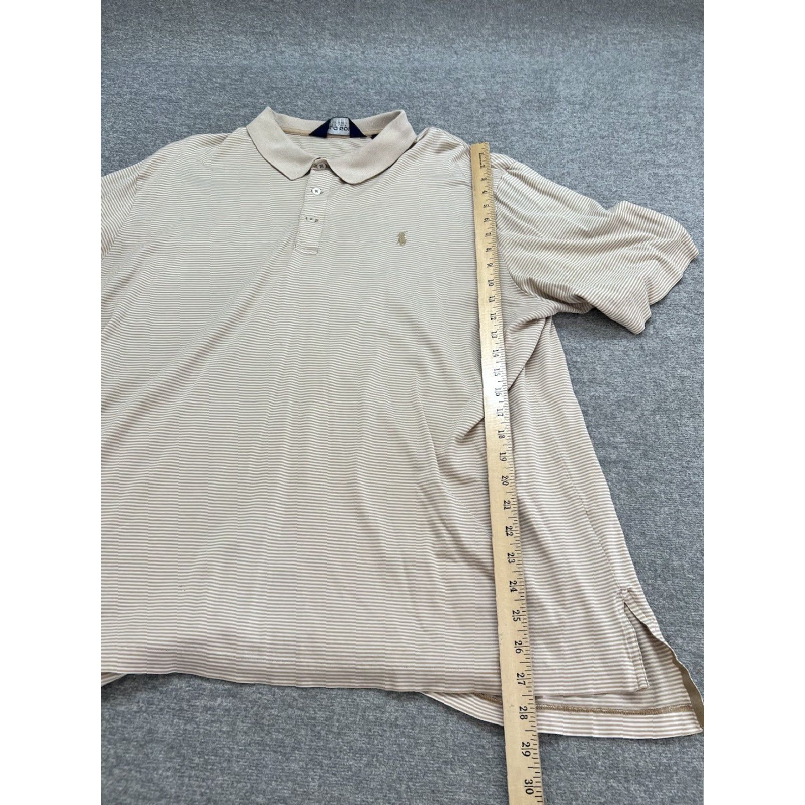 Polo Ralph Lauren Polo Ralph Lauren Mens Polo Shirt Adult XL Short Sleeve Beige Striped Pony Logo Polo Ralph Lauren Big Pony Golf Shirt Size US XL / EU 56 / 4 - 5 Thumbnail