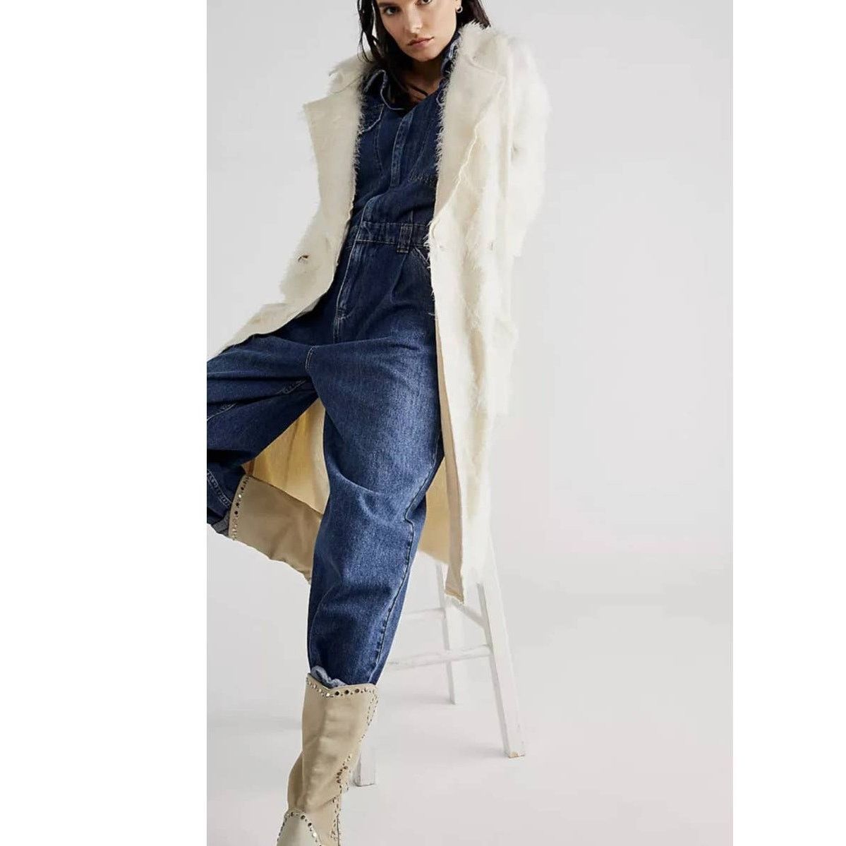 Free People New Free People David Cardi $398 MEDIUM Ivory FUZZY Coatigan Size M / US 6-8 / IT 42-44 - 2 Thumbnail
