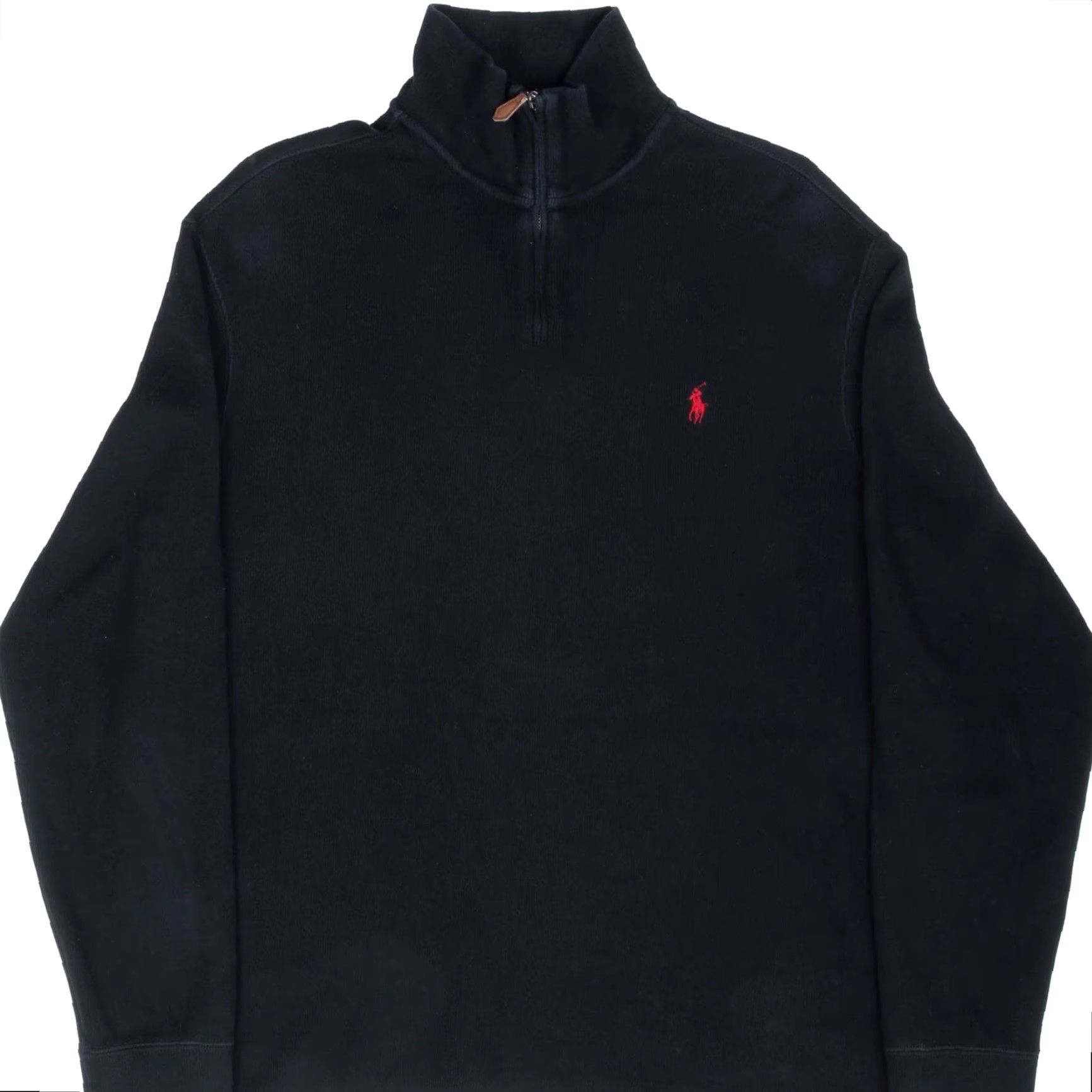 VINTAGE Polo Ralph Lauren Black Quarter 1/4 Zip Sweater 1990s XL