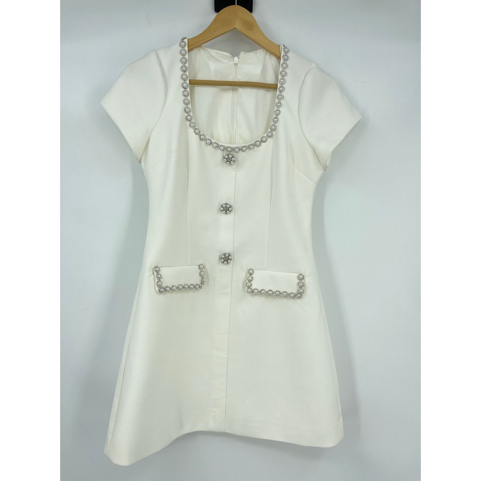 LIKELY LIKELY | Sergio Dress White Crystal Pearl Embellished Mini 6 Size M / US 6-8 / IT 42-44 - 3 Thumbnail