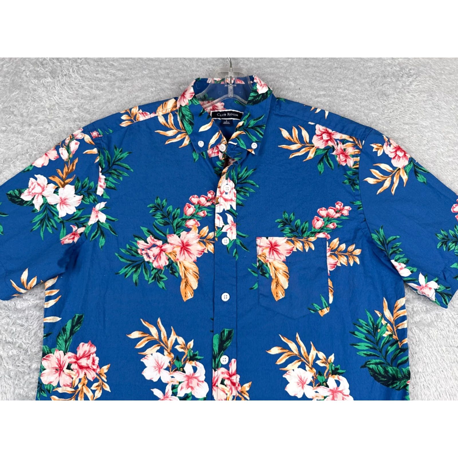 Club Room Club Room Shirt Mens Small Blue Floral Hawaiian 100% Cotton Button Up Size US S / EU 44-46 / 1 - 4 Thumbnail