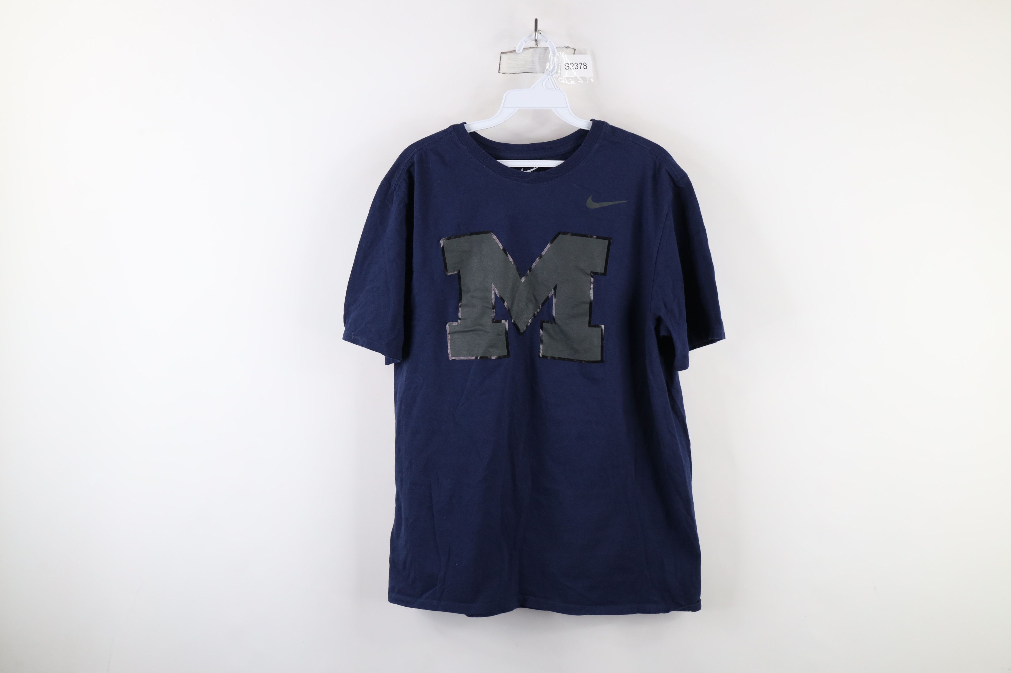 Nike × Vintage Nike Block M University of Michigan Short Sleeve T-Shirt Size US L / EU 52-54 / 3 - 1 Thumbnail