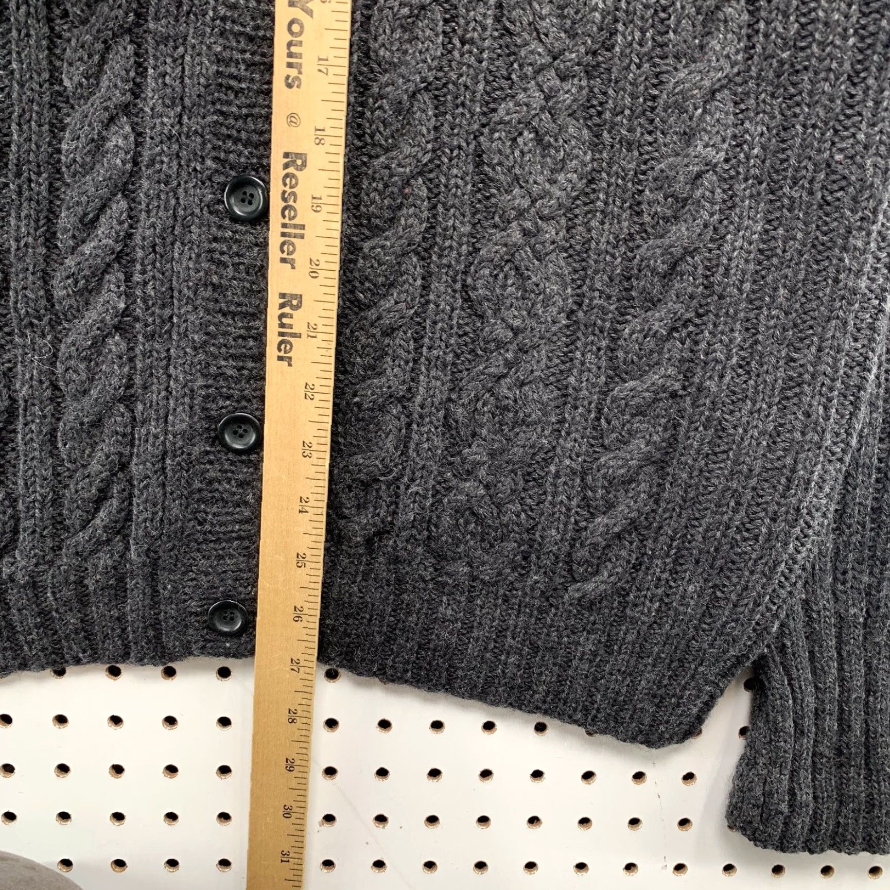 J.Crew VINTAGE J.CREW Cardigan Sweater Womens L Gray 90s Cable Knit Button Wool Cardigan Size L / US 10 / IT 46 - 7 Thumbnail