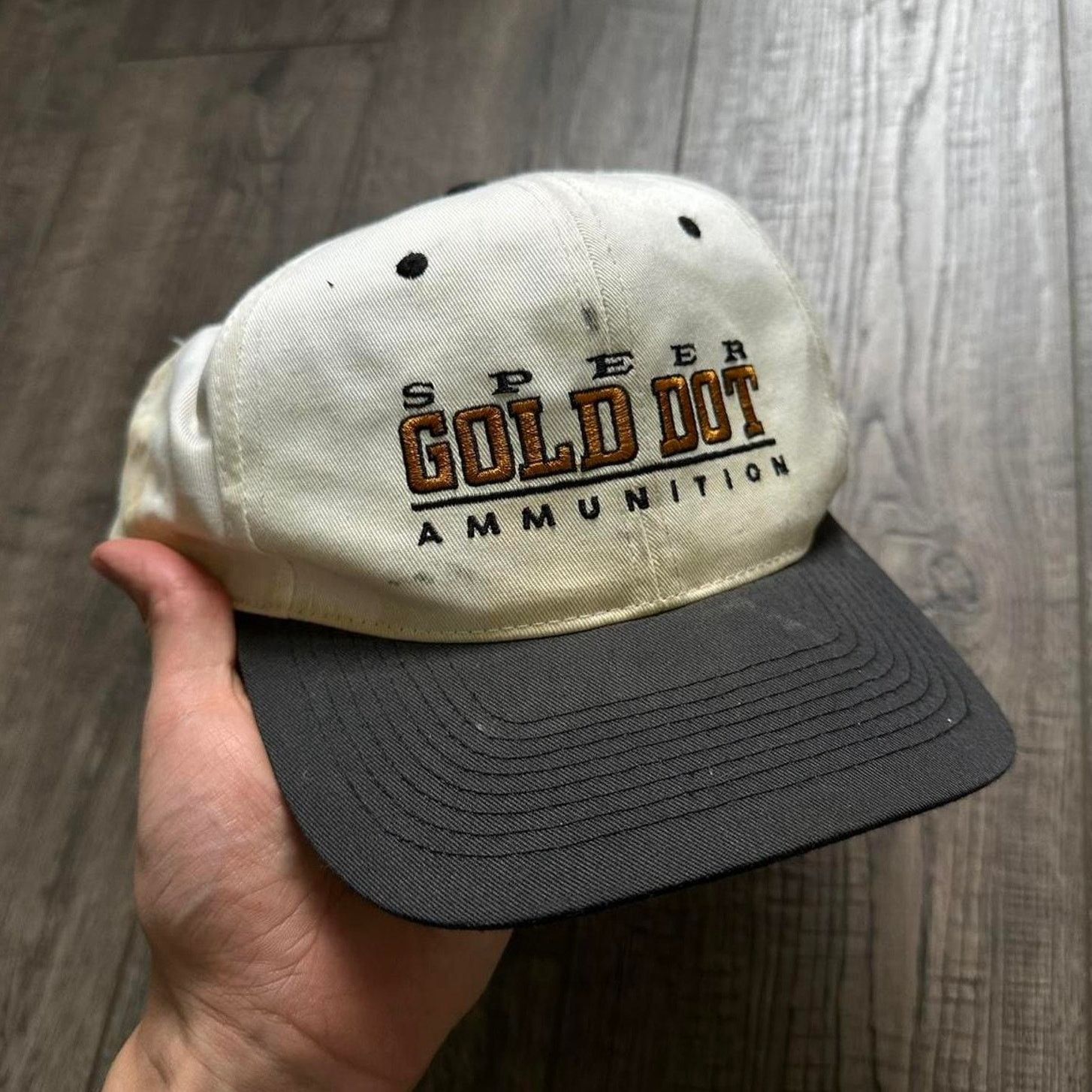 Vintage Vintage 90s Gold Dot Ammo Thrashed USA Trucker Hat Cap Size ONE SIZE - 1 Thumbnail