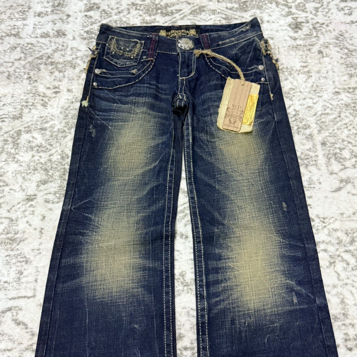 Japanese Brand Vintage Red Pepper Japan Embroidery Wings Flare Jeans Size 26" / US 2 / IT 38 - 3 Thumbnail