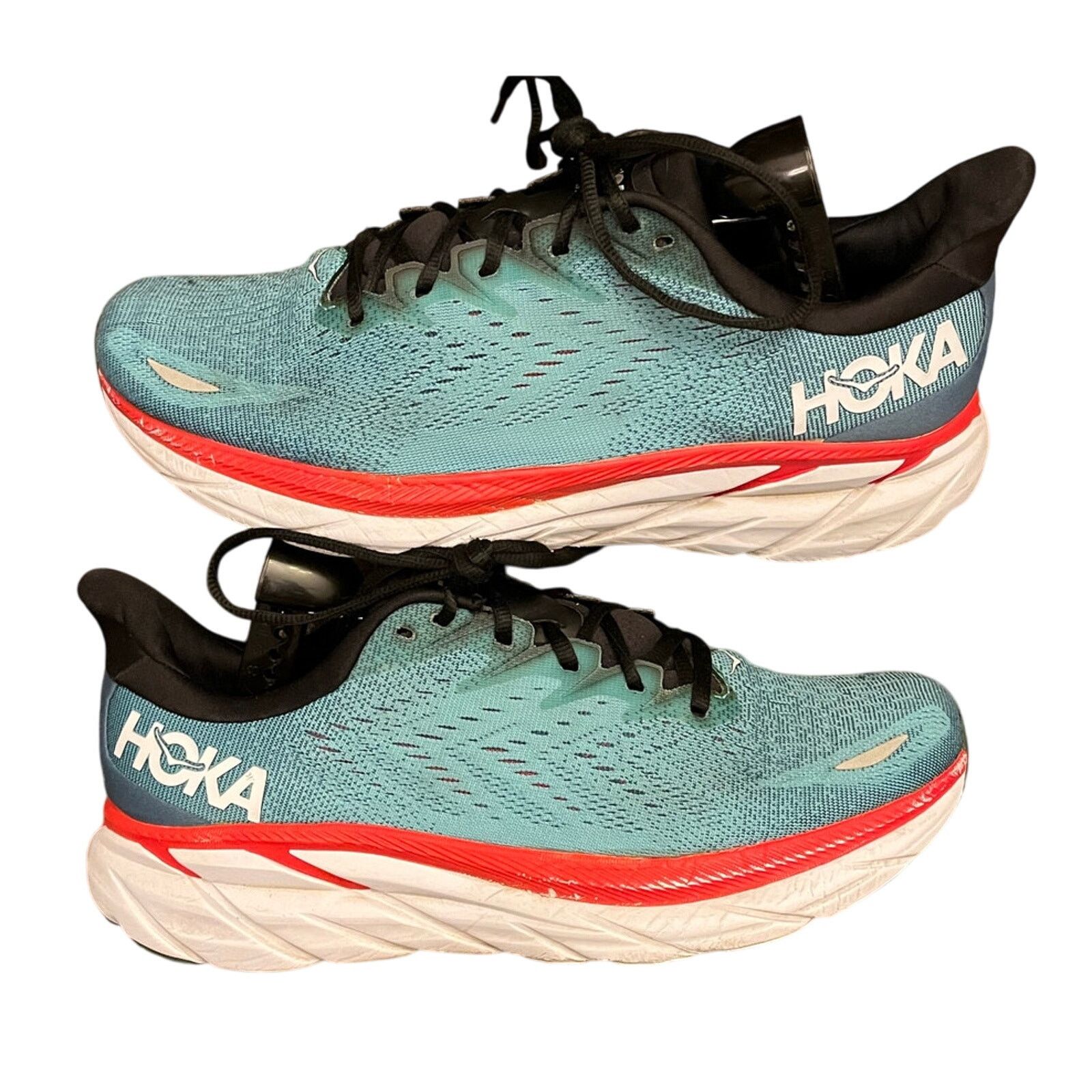 Hoka One One Clifton 8 Cushioned Running Shoes Size 12D in Green, Men's