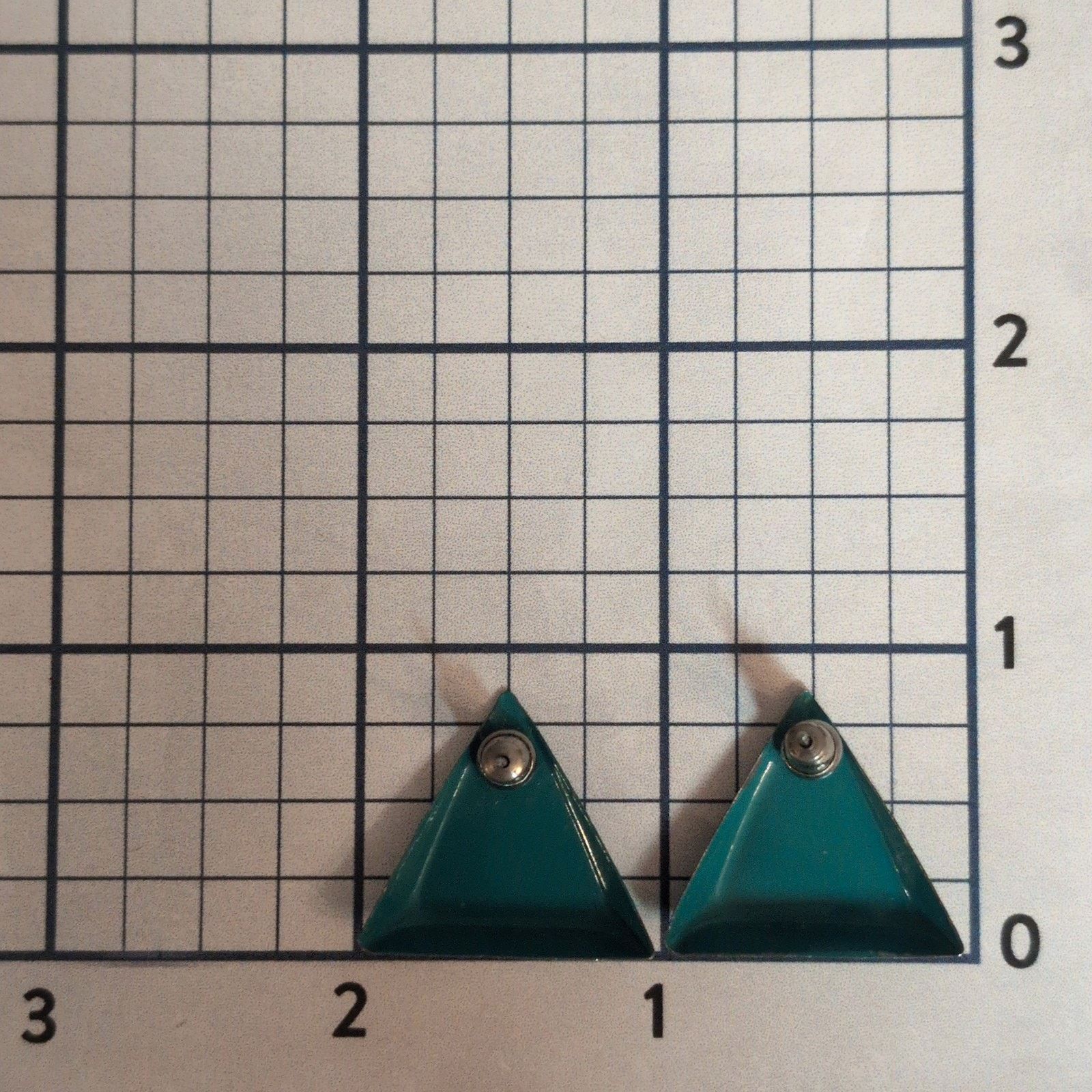 Other Cute Colorful VTG 1980s Aqua Triangle Metal Pierced Earrings Size ONE SIZE - 6 Thumbnail