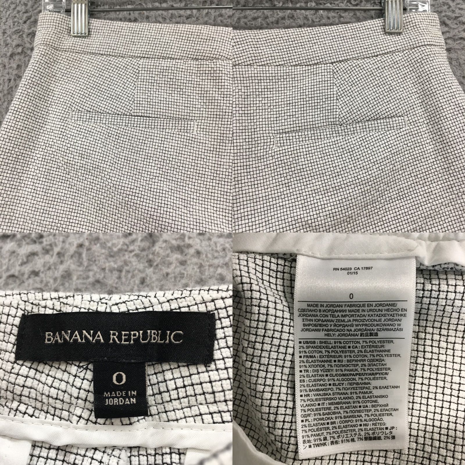 Banana Republic Banana Republic Shorts Womens 0 White Chino Black Tweed Low Rise Hook Button Zip Size 25" / US 0 / IT 36 - 9 Thumbnail