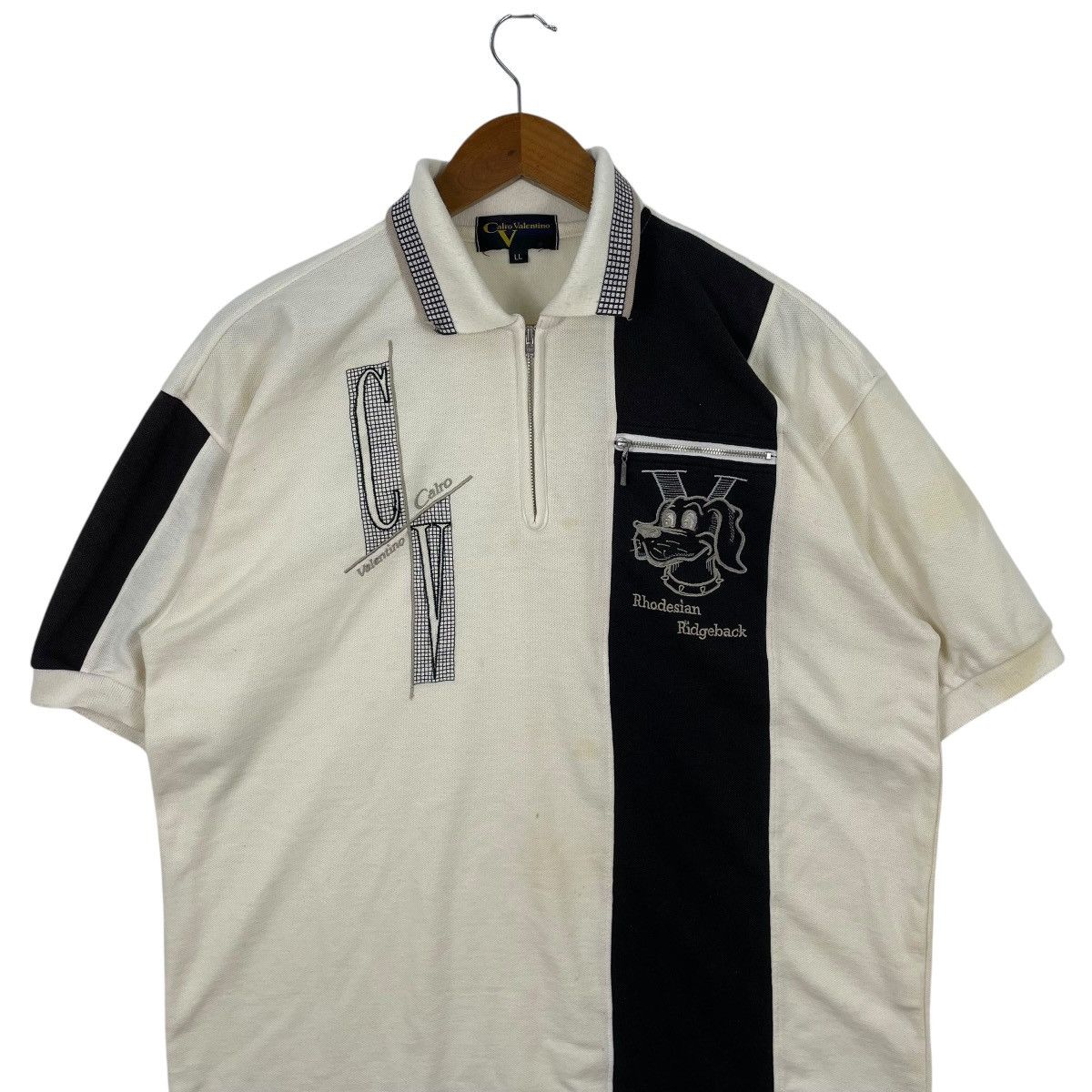 Vintage Vintage Calro Valentino Half Zip Embroid Polo Tshirt Size US L / EU 52-54 / 3 - 2 Thumbnail