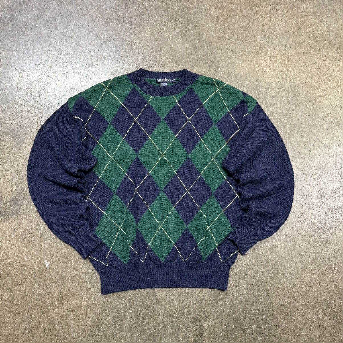 Nautica Vintage Nautica Argyle Knit Sweater 90s Preppy Classic Size US M / EU 48-50 / 2 - 2 Thumbnail