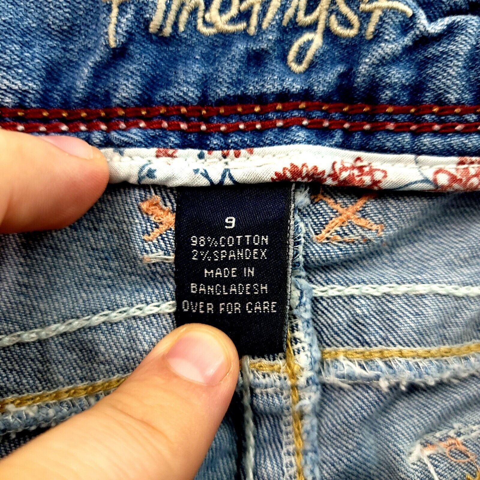 Other Amethyst Jean Denim Shorts Blue Whiskering Distressed Low Ri Size 31" - 7 Thumbnail