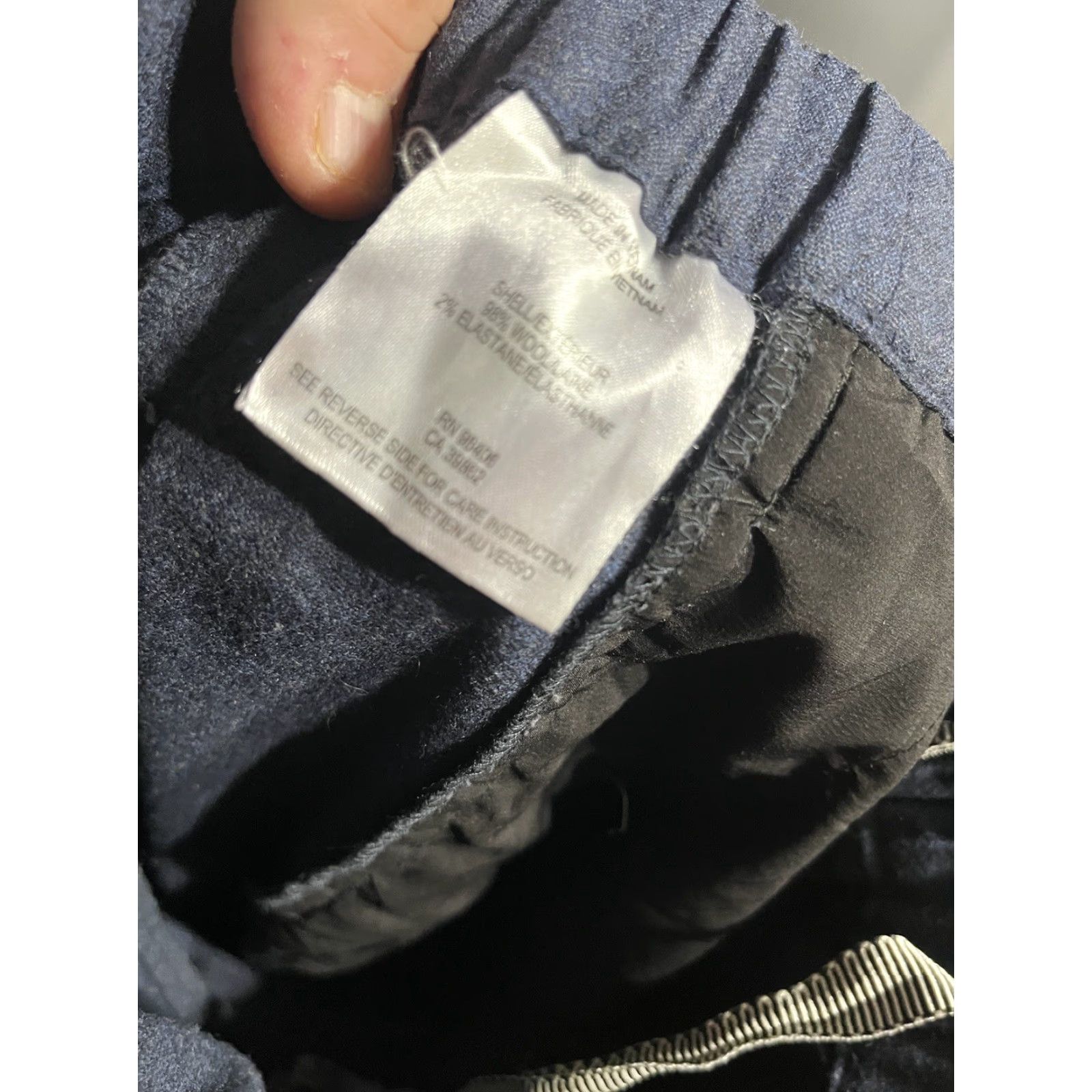 Theory Theory Wool Pants Navy M | Theory Womens Pants Elastic Waist Straight Leg 100% Wool Regular Inseam 26 Blue(Size M) Size 32" / US 10 / IT 46 - 6 Thumbnail