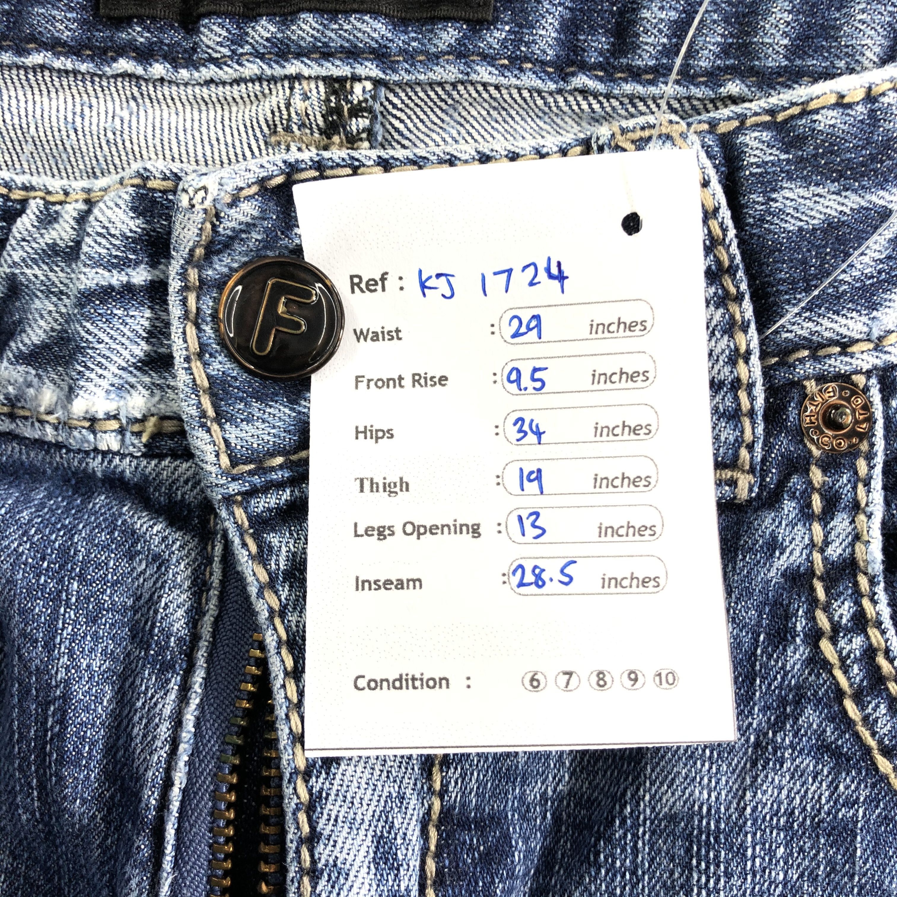 Japanese Brand Fith Jeans Pathwork Distressed Denim KJ1724 Size 29" - 11 Thumbnail