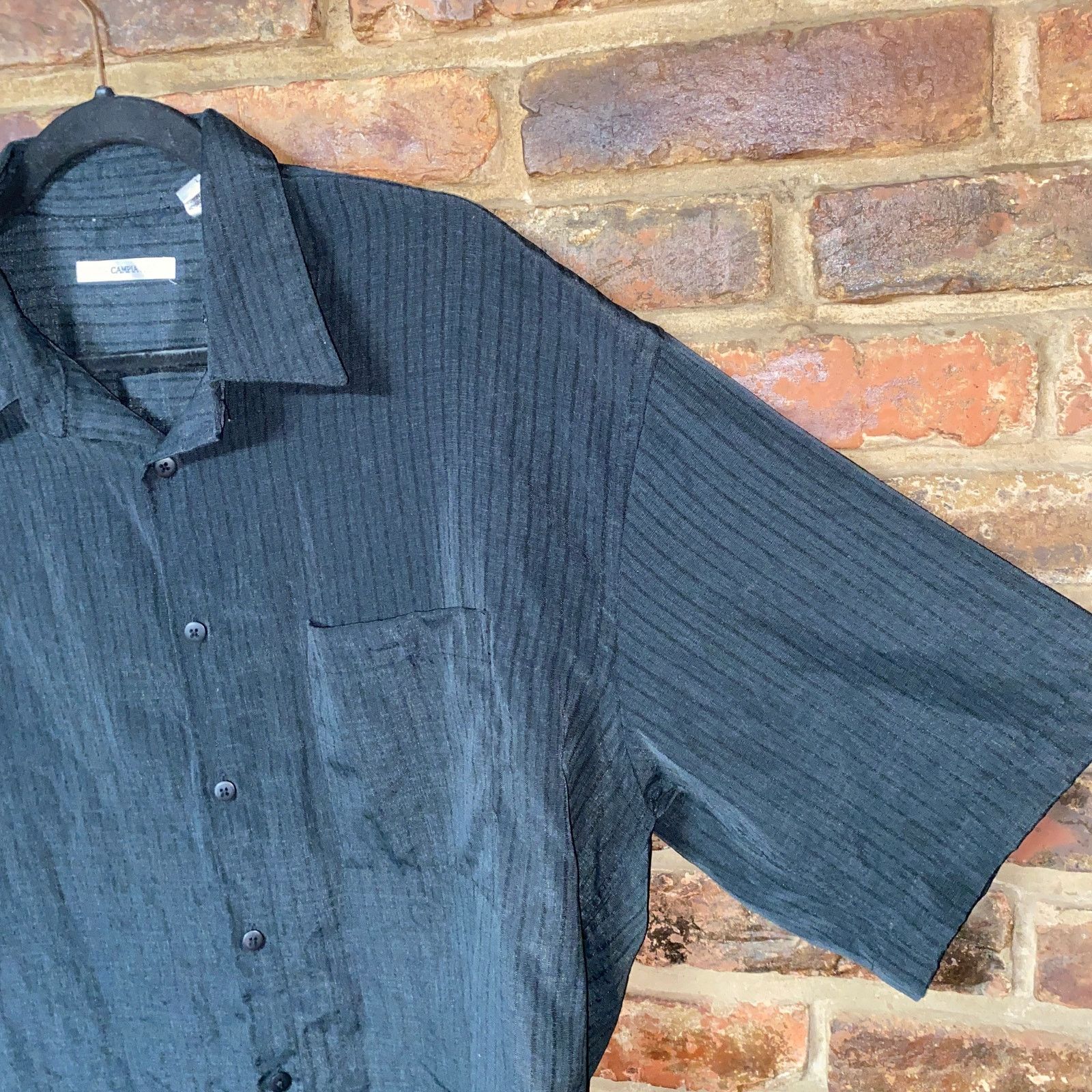 Other Moda Campia Vintage Black Textured Button Down Shirt Large Size US L / EU 52-54 / 3 - 2 Thumbnail