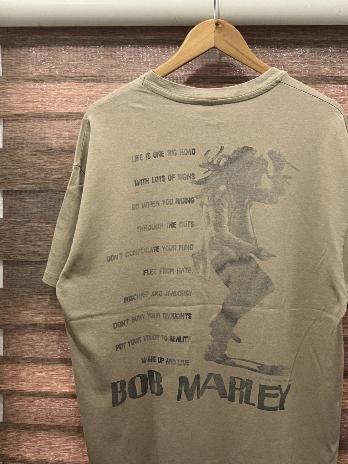 Bob Marley × Rap Tees × Vintage Vintage 90s Bob Marley Wake Up & Live Rasta Rap Tee Size US XL / EU 56 / 4 - 6 Thumbnail