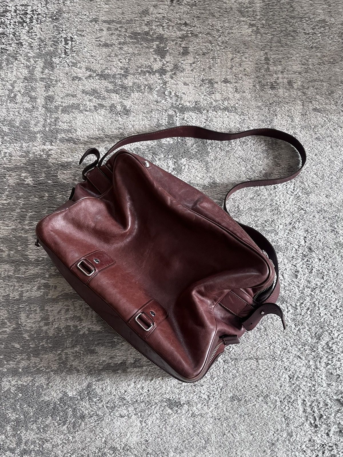 2006 Maison Margiela H&M Upside Brown Leather Shoulder Bag