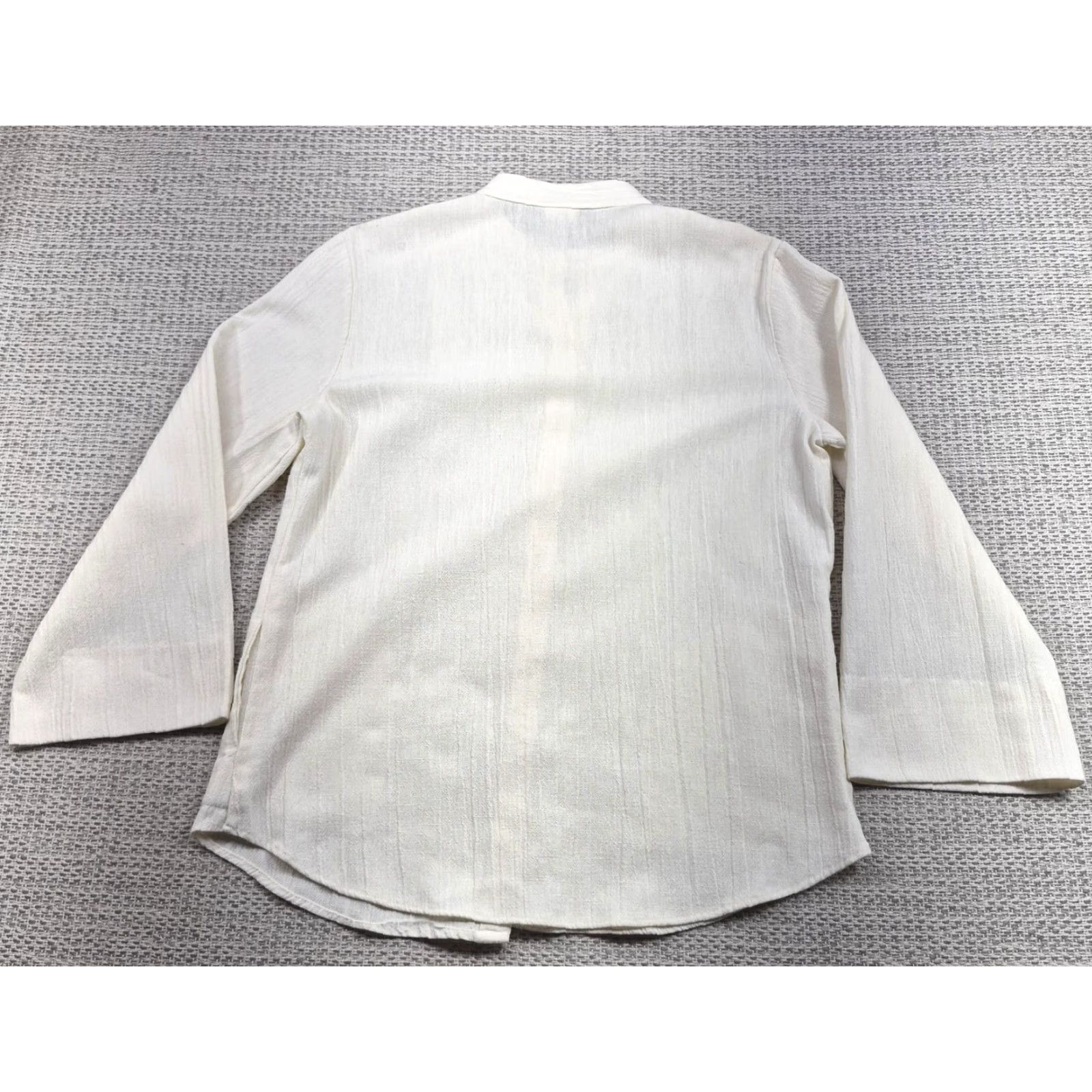Penn VTG J.C. Penney Button-Up Shirt Womens Medium 3/4 Sleeve White Collared Knit Cotton Blend Casual Vintage Basic Size M / US 6-8 / IT 42-44 - 5 Thumbnail