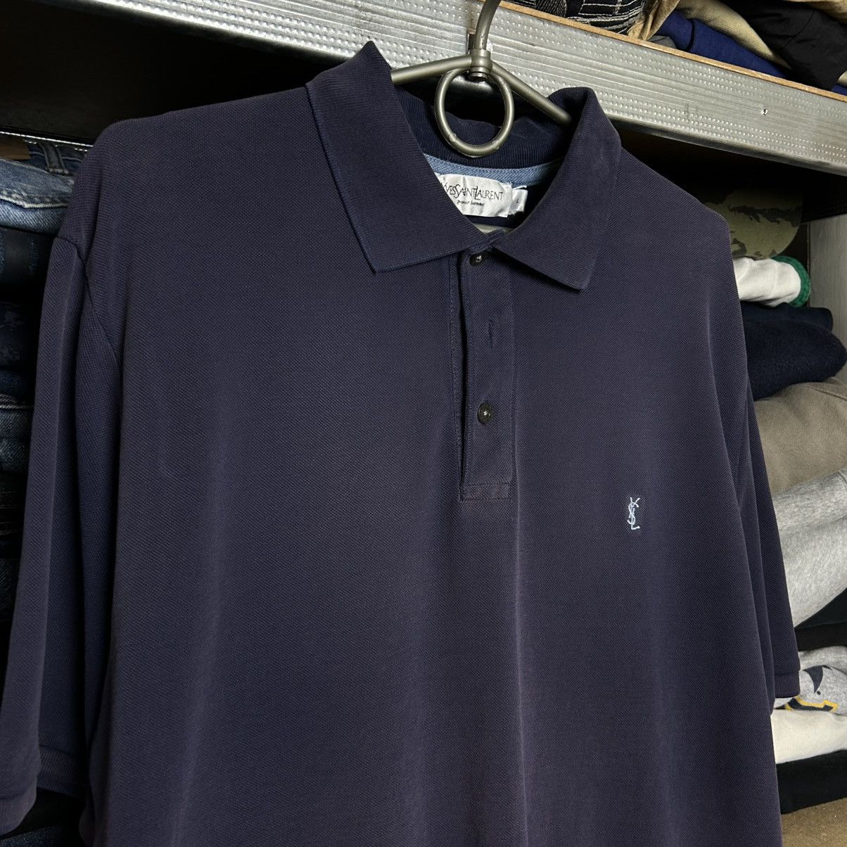 Yves Saint Laurent Luxury Yves Saint Laurent small logo faded distressed polo Size US L / EU 52-54 / 3 - 2 Thumbnail