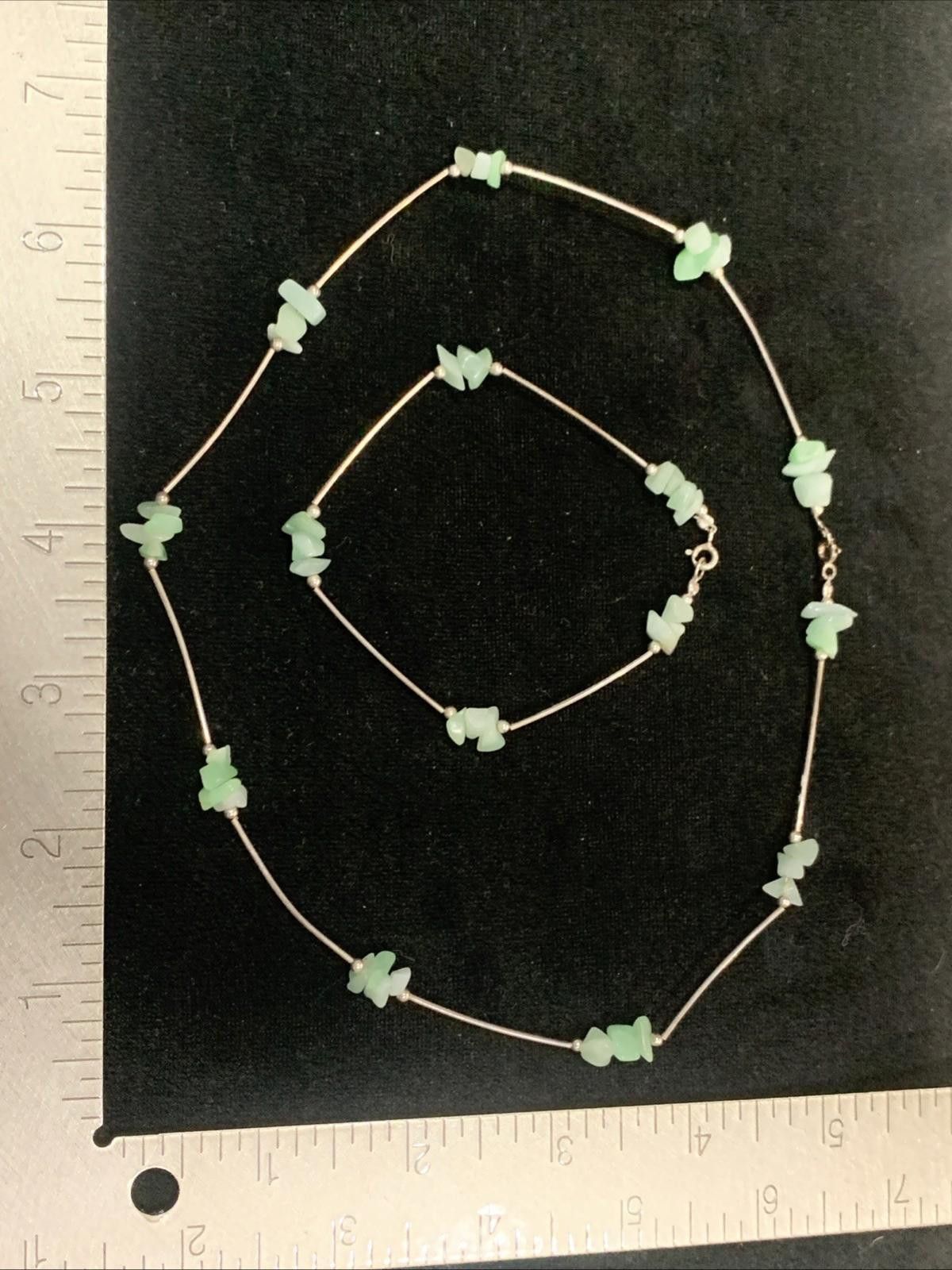 The Unbranded Brand Aventurine Jade Green Stone Vintage Station Necklace 925 Size ONE SIZE - 4 Thumbnail
