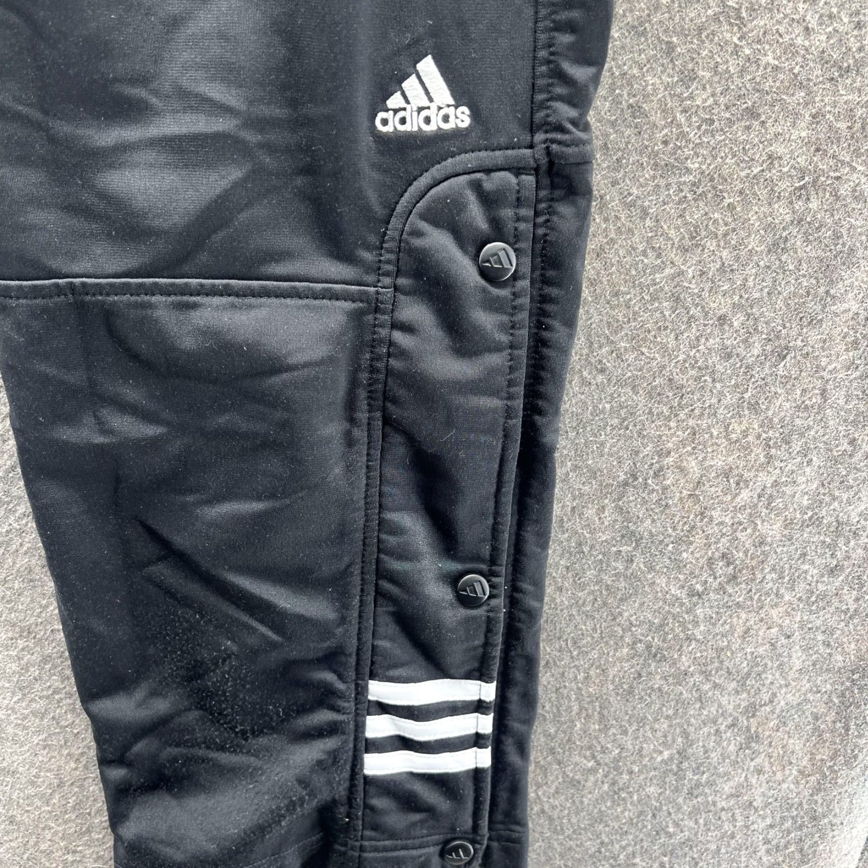 Adidas VINTAGE adidas Pants Mens Medium Black Snap Button 3 Stripe Track Y2K 2000s Size US 33 - 4 Thumbnail