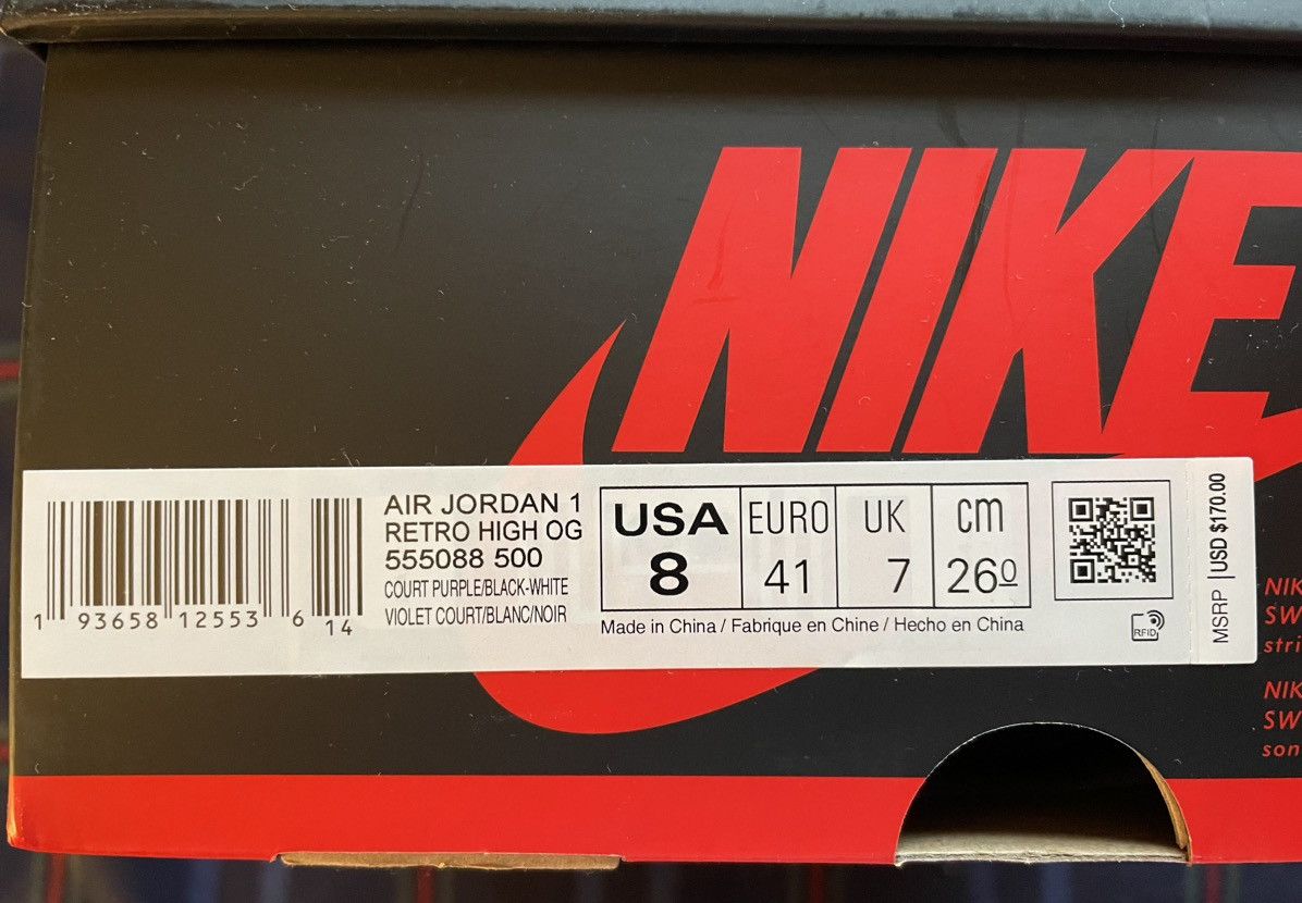 Jordan Brand × Nike Air Jordan 1 Court Purple Size US 8 / EU 41 - 11 Thumbnail