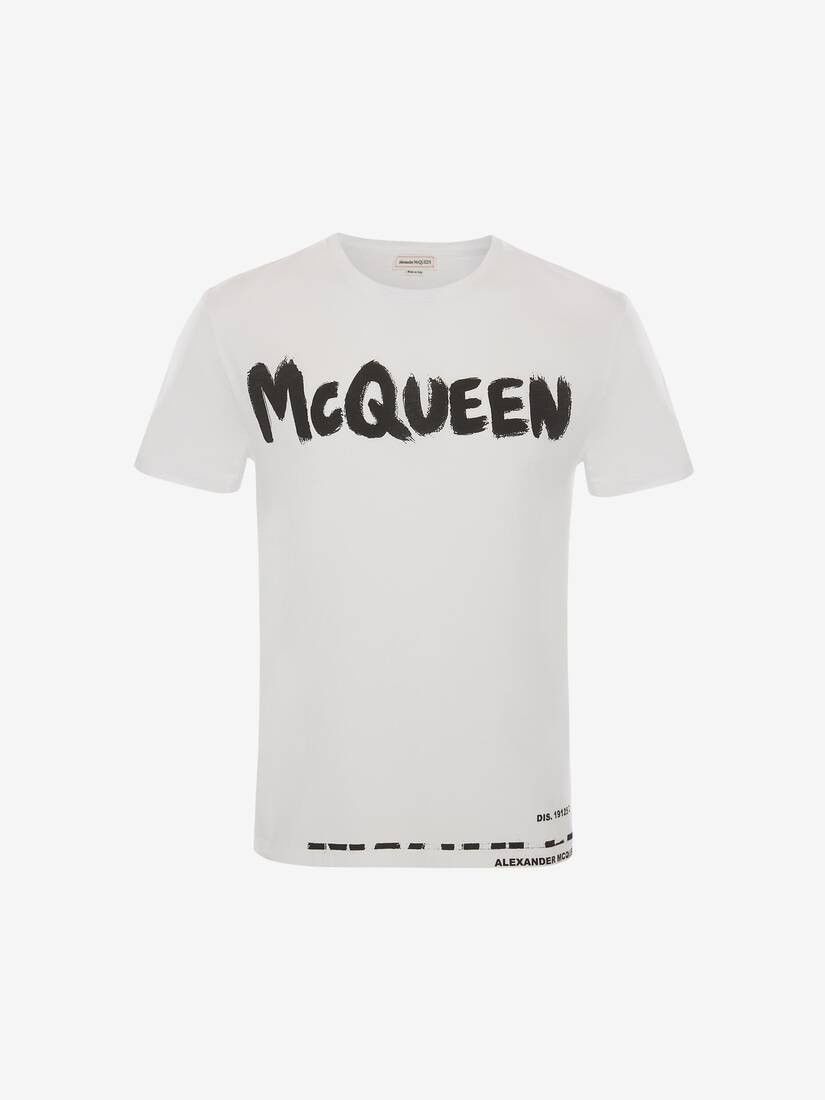Alexander McQueen o1w1db10725 McQueen Graffiti T-Shirt in White Size US XXL / EU 58 / 5 - 2 Thumbnail