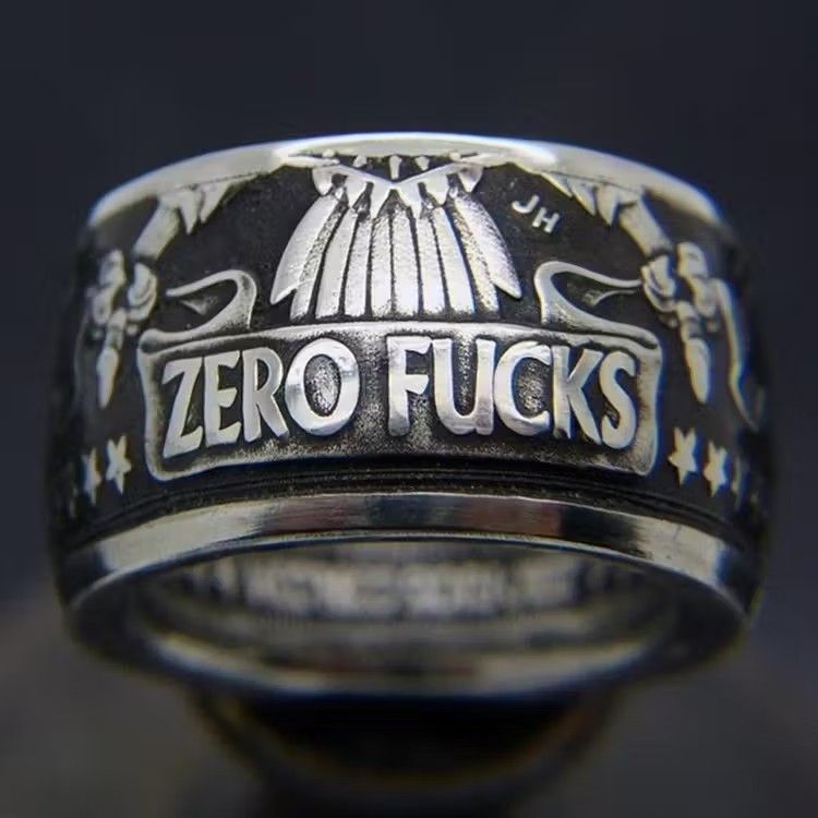 Japanese Brand × Vintage Retro Eagle wing zero fucks men's ring Size ONE SIZE - 3 Thumbnail
