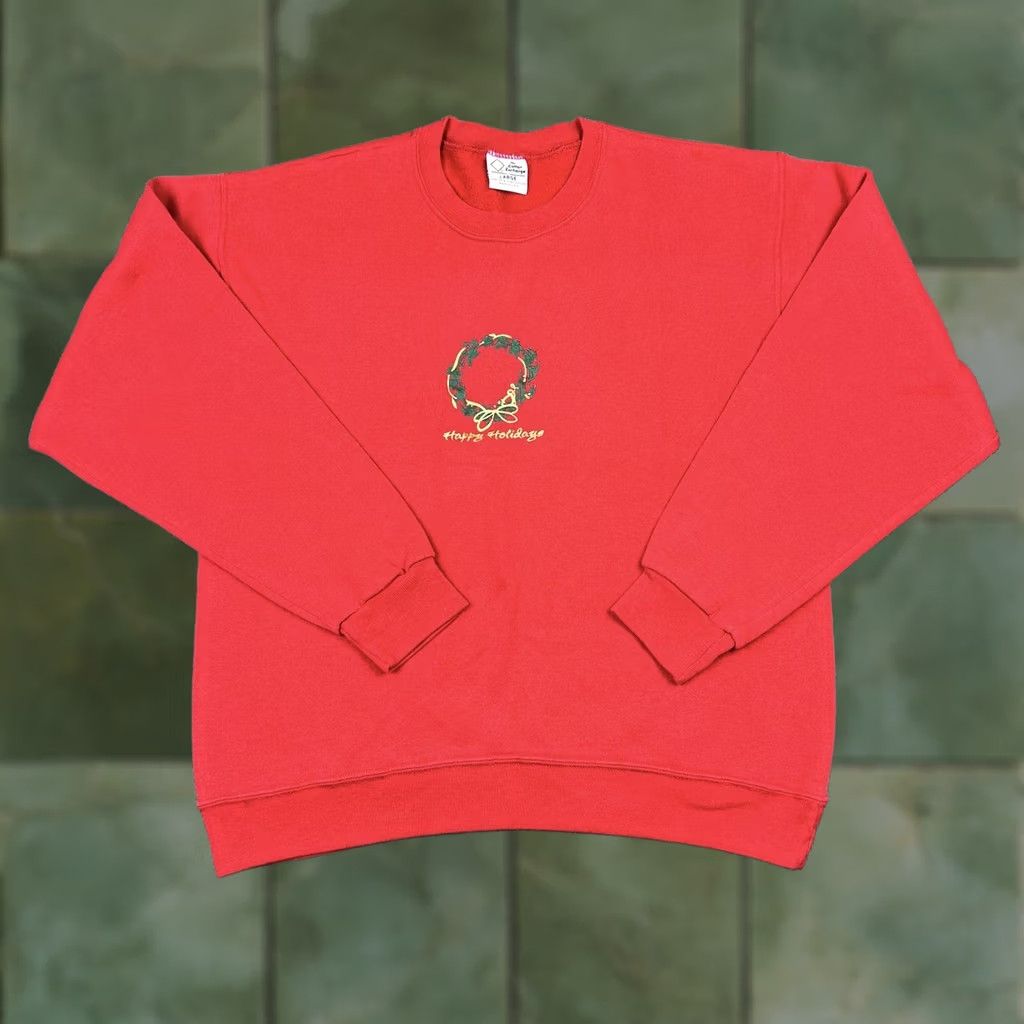 Vintage VINTAGE 90s Christmas Holiday Graphic Print Crewneck Sweatshirt Large The Cotton Exchange Women Red Christmas 50/50 Crewneck Sweatshirt Size L / US 10 / IT 46 - 1 Thumbnail