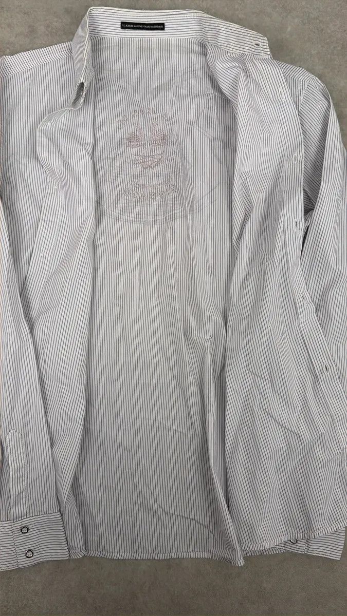 Marithe + Francois Girbaud 2000s Marithé + François Girbaud White & Blue Striped Signature Shirt Size US M / EU 48-50 / 2 - 7 Thumbnail