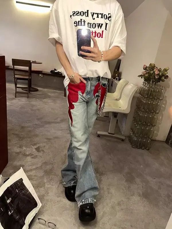 VIBE Retro washed distressed flame print jeans Size US 32 / EU 48 - 8 Thumbnail
