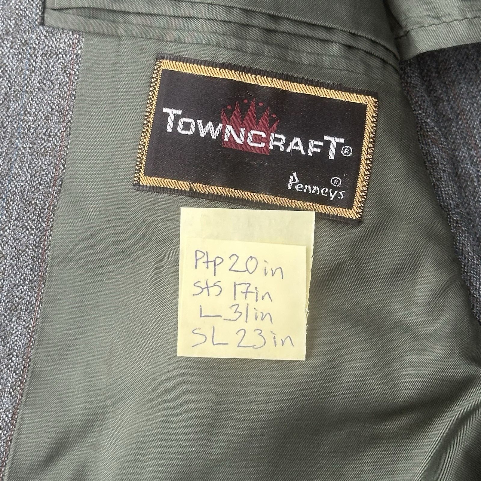 Towncraft VTG 1960s Penneys Towncraft Suit Mens 40R Jacket Coat 32x28 Size 40R - 5 Thumbnail