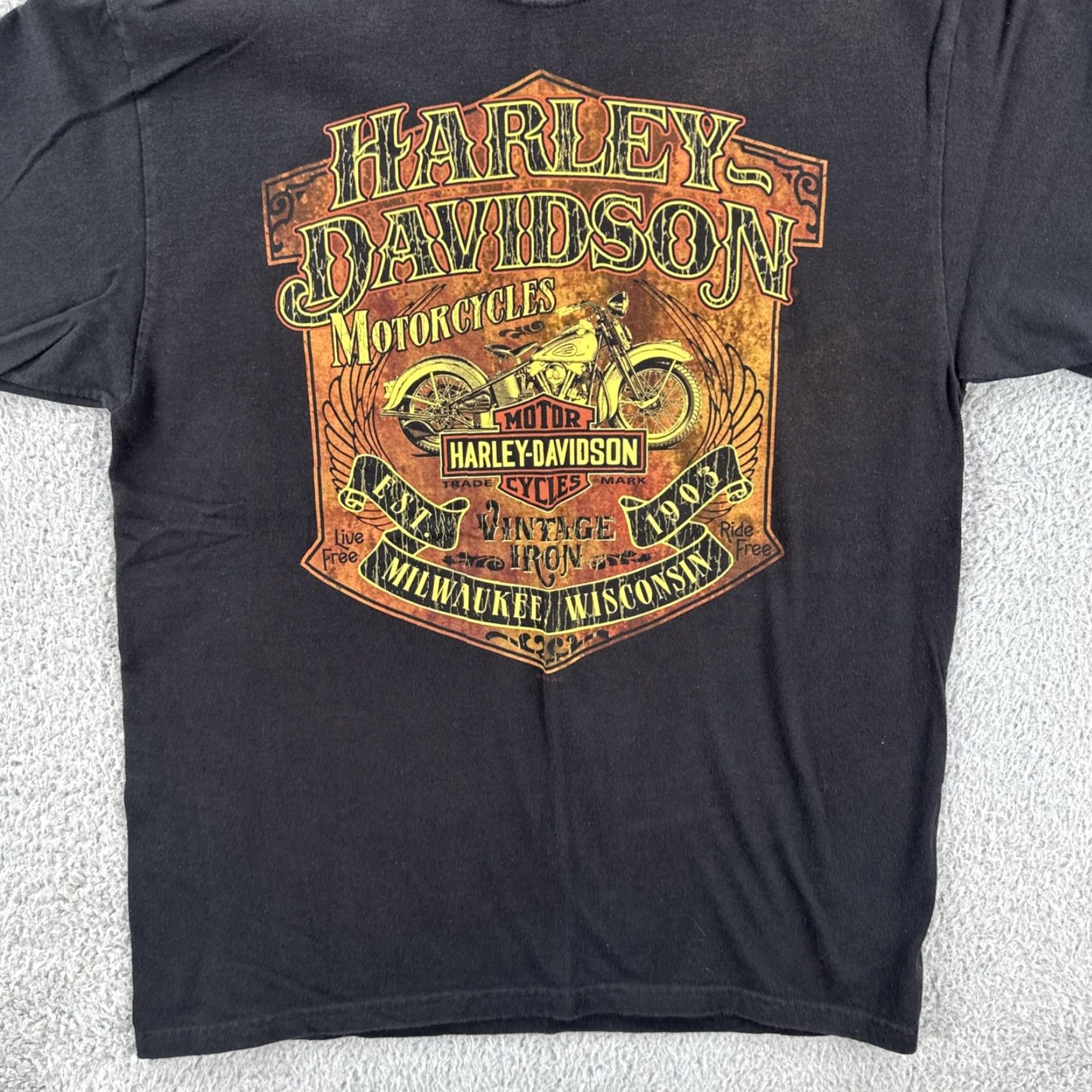 Harley Davidson Harley-Davidson Mens Medium Black T Shirt Mt. Baker HD Bellingham WA Graphic Print Short Sleeve Crew Neck Graphic Print T-ShirtMen Comfort All Seasons Size US M / EU 48-50 / 2 - 4 Thumbnail