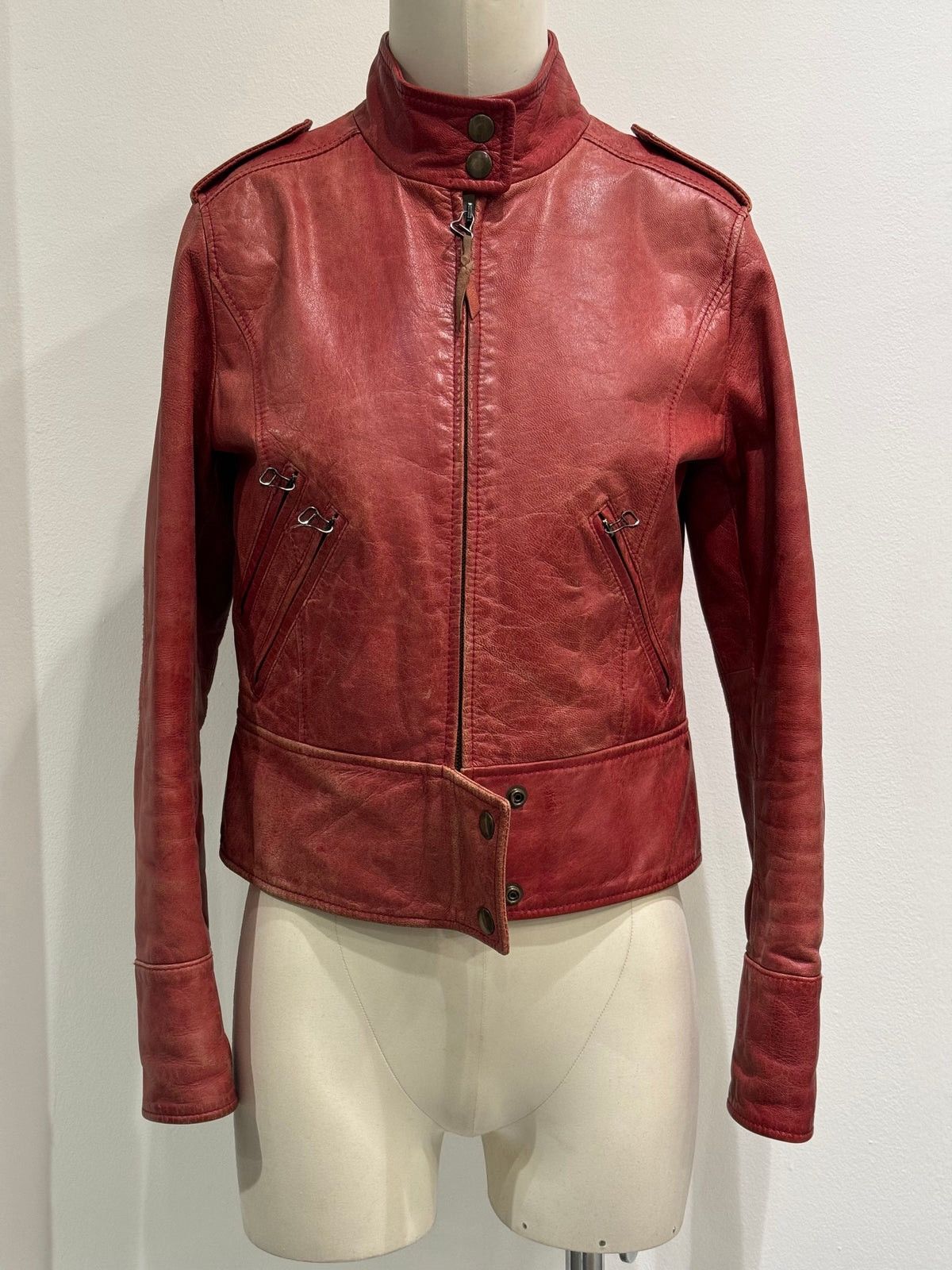 Dolce & Gabbana 1990s Dolce & Gabbana Red Biker Leather Jacket Size S / US 4 / IT 40 - 2 Thumbnail