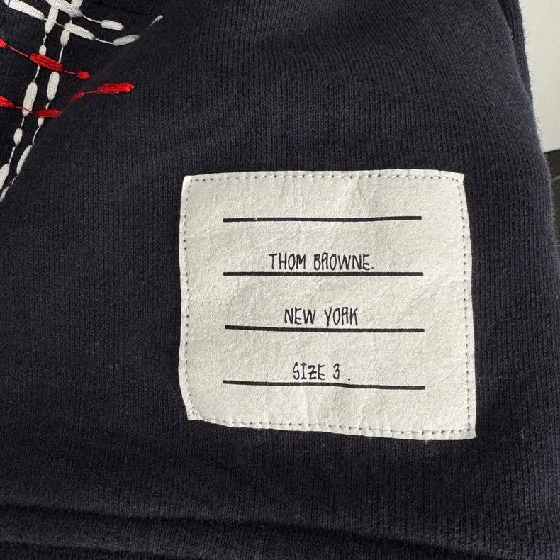 Thom Browne Thom Browne Four-striped sweatshirt with stitching embroide Size US L / EU 52-54 / 3 - 2 Thumbnail
