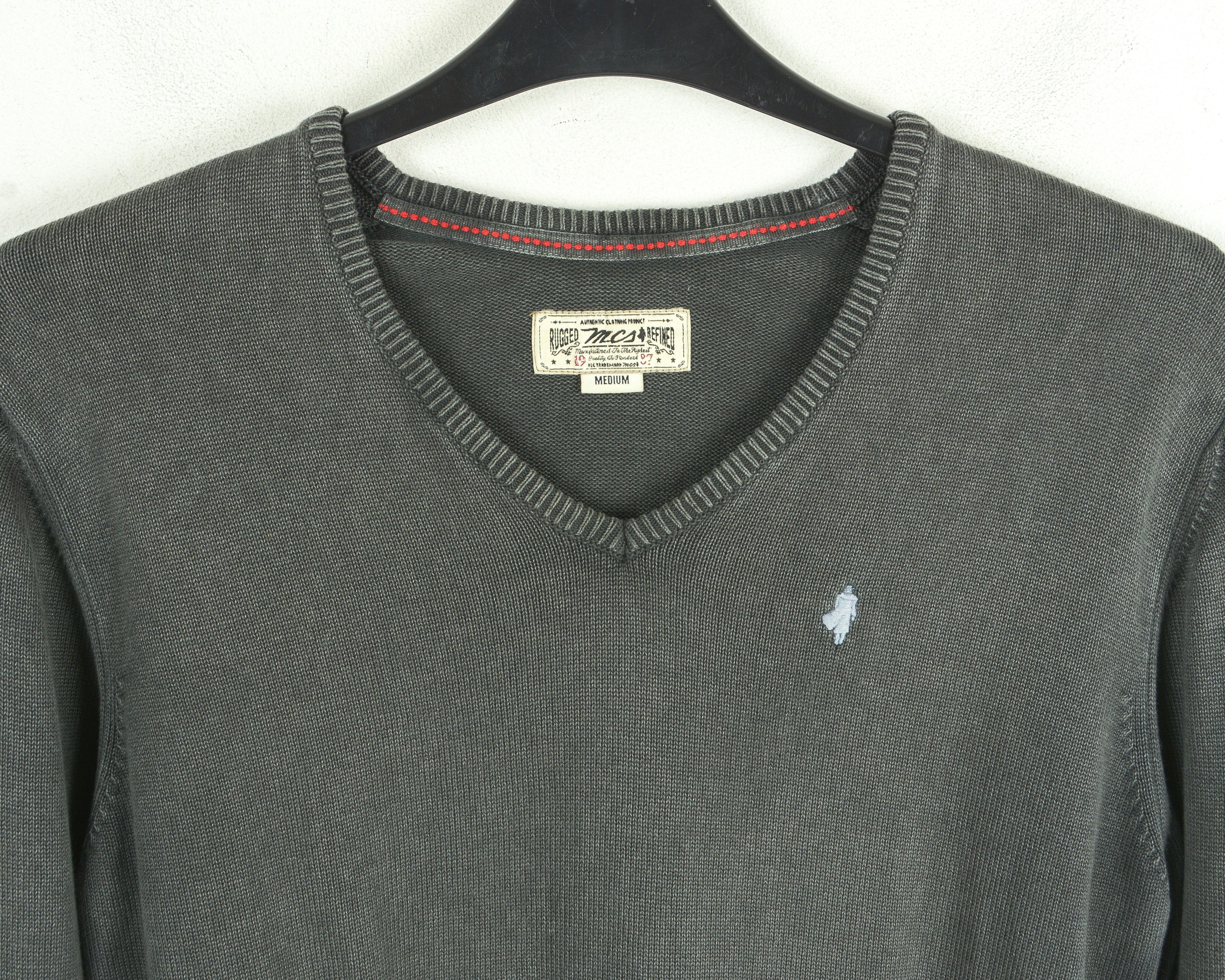 Marlboro Classics Men Knitwear M V-Neck Sweater Grey Pullover Jumper Thin Knit Size US M / EU 48-50 / 2 - 2 Thumbnail