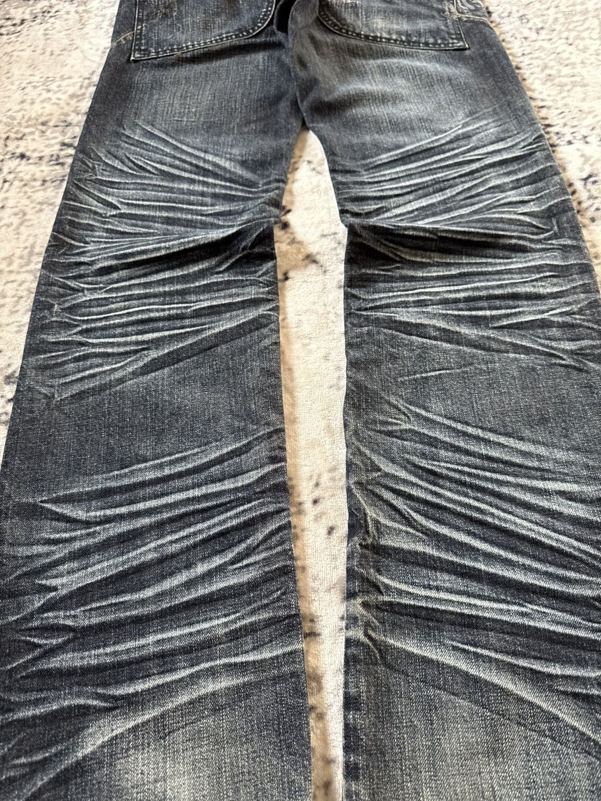 Japanese Brand Lemans Japan Claw Mark Whiskers Shadow Wash Jeans Size US 29 - 17 Thumbnail