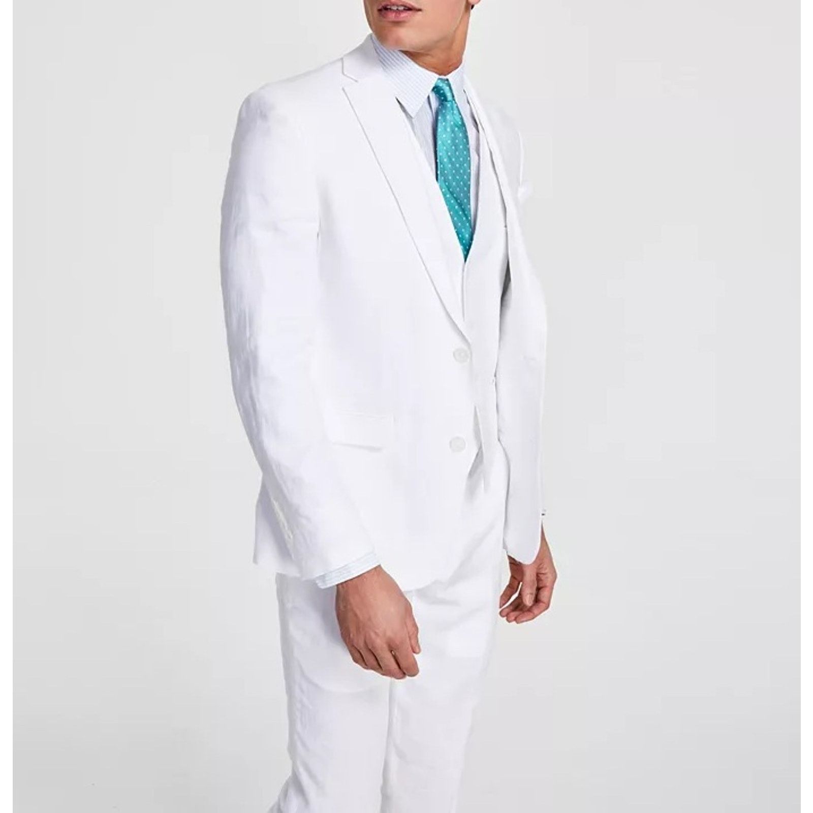 Bar III Men's White Linen Slim-Fit Formal Suit Jacket 46R
