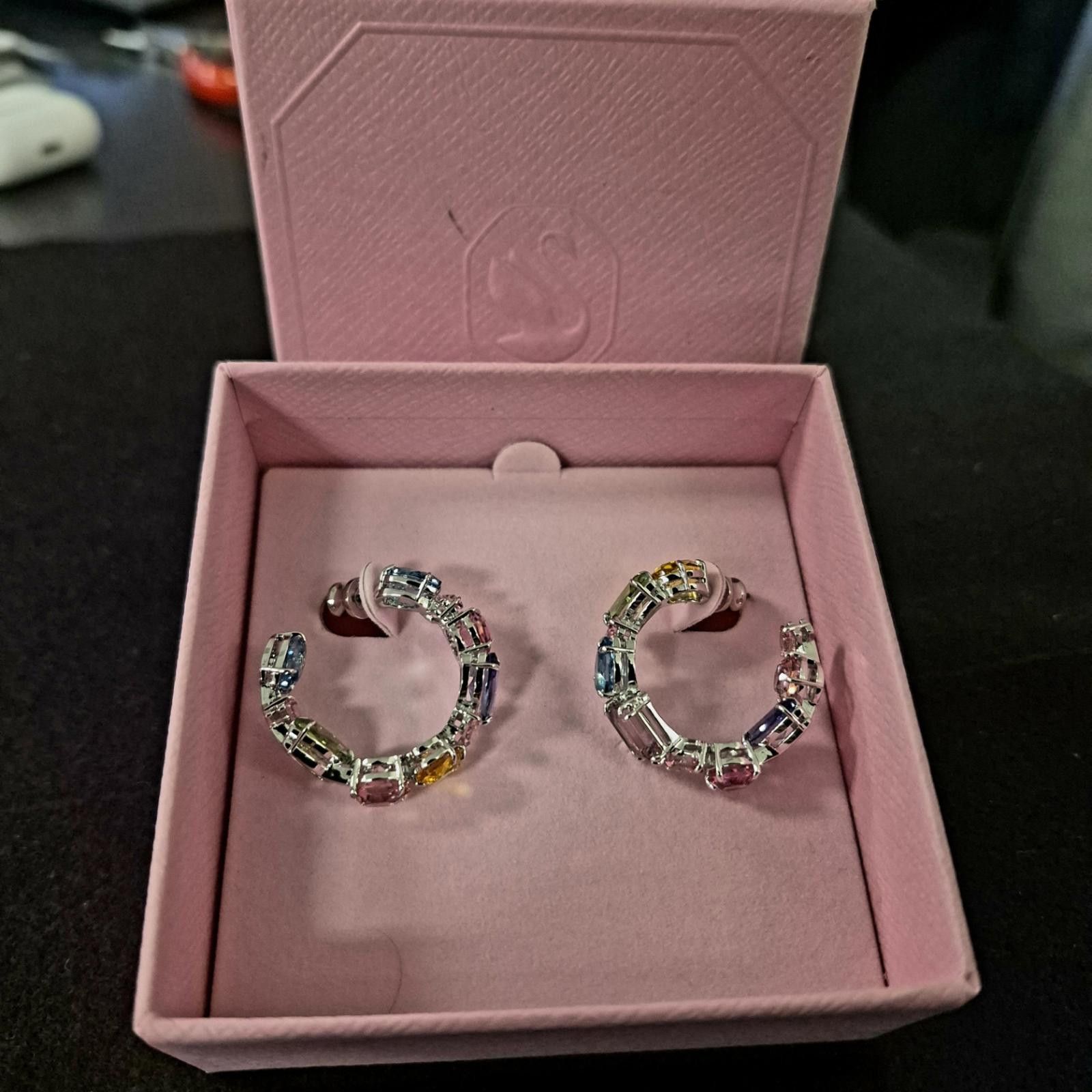 Swarovski Swarovski Gema Asymmetrical Multicolor Hoop Earrings Size ONE SIZE - 4 Thumbnail