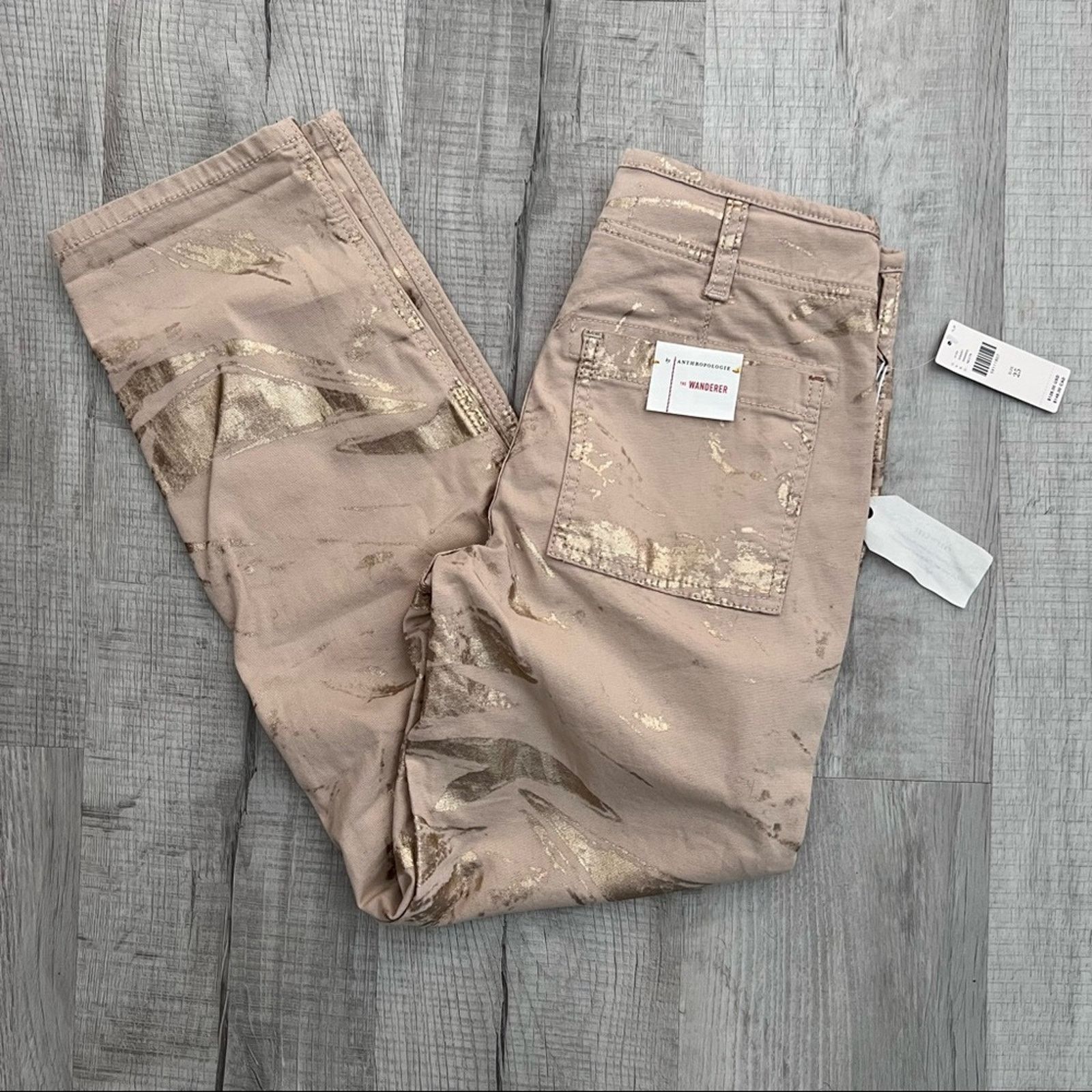 Anthropologie Anthropologie Wanderer utility pant khaki and gold painted Size 28" / US 6 / IT 42 - 5 Thumbnail