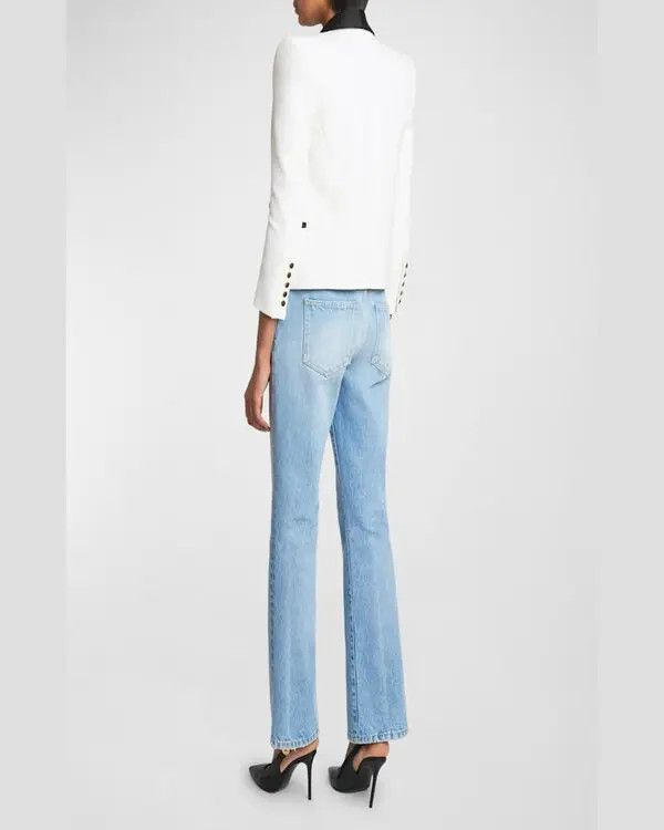 Balmain o1s1wg110825 6 Button Satin Collar Jacket in White Size XL / US 12-14 / IT 48-50 - 5 Thumbnail