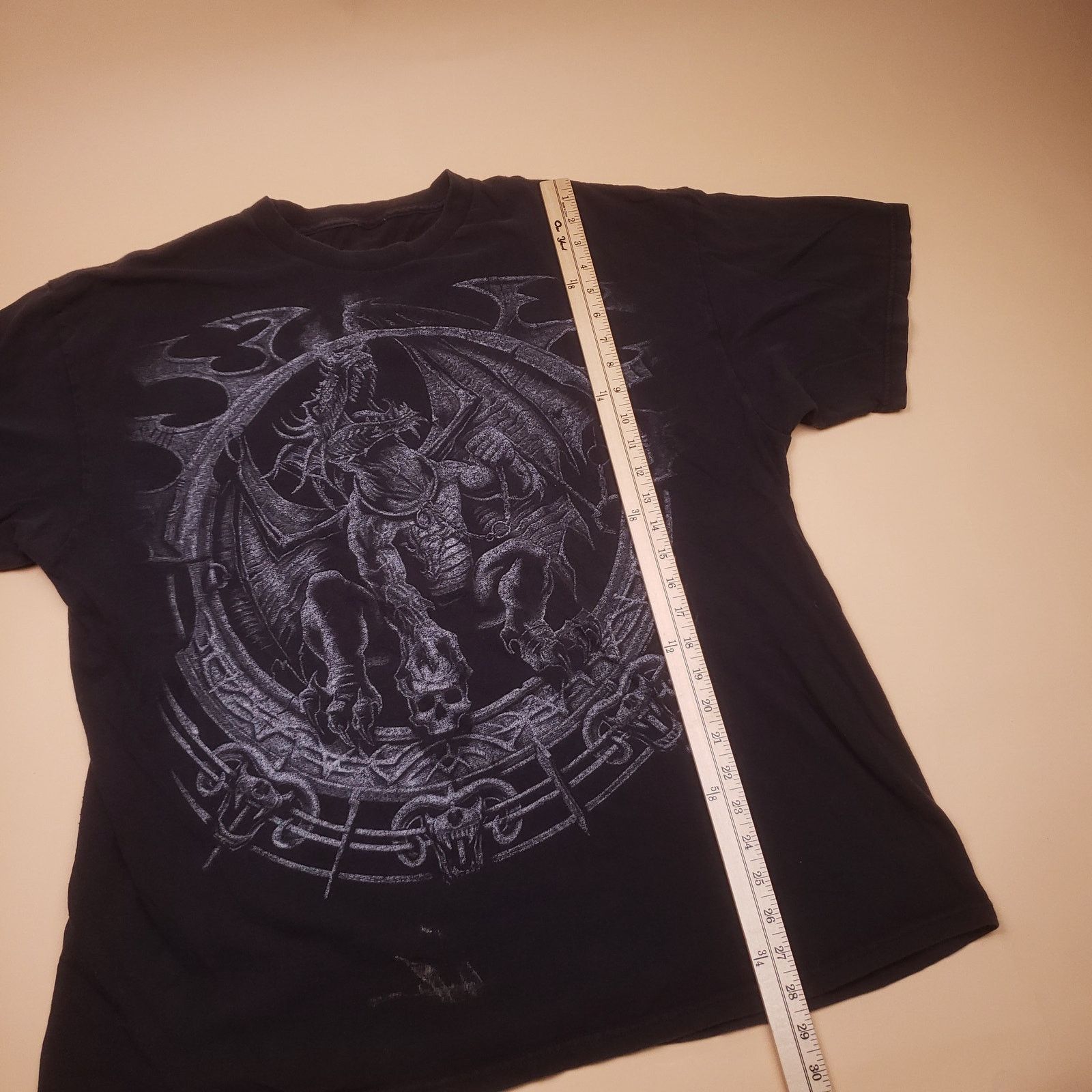 Vintage Vtg y2k Dragon Fantasy Gothic Blackout Distress Golem tee Size US L / EU 52-54 / 3 - 6 Thumbnail
