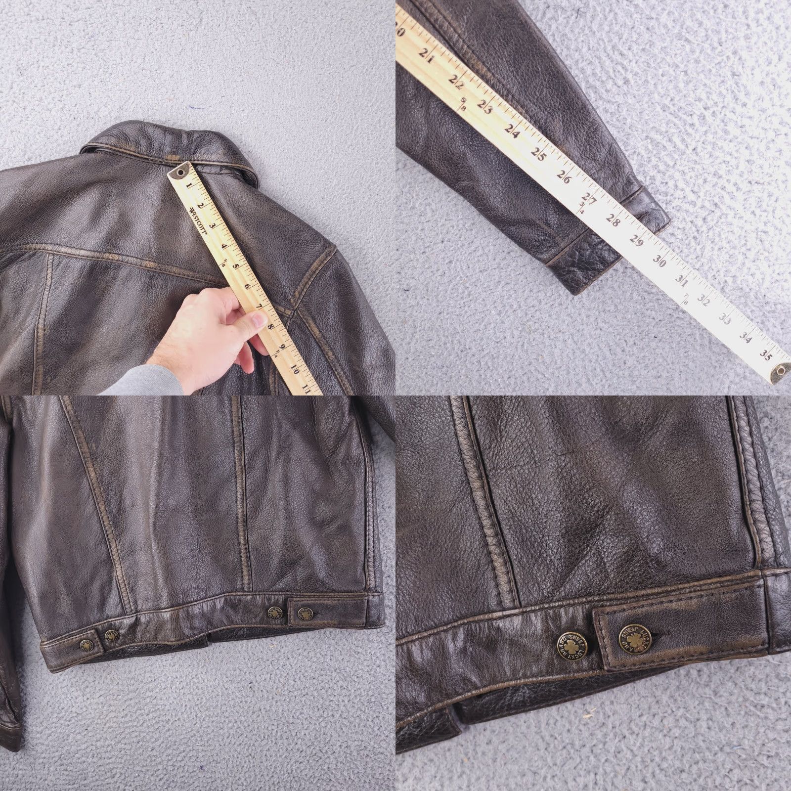 Lucky Brand Lucky Brand Leather Jacket Women's Medium Brown Real Heavyweight Dungarees Size 32" / US 10 / IT 46 - 9 Thumbnail