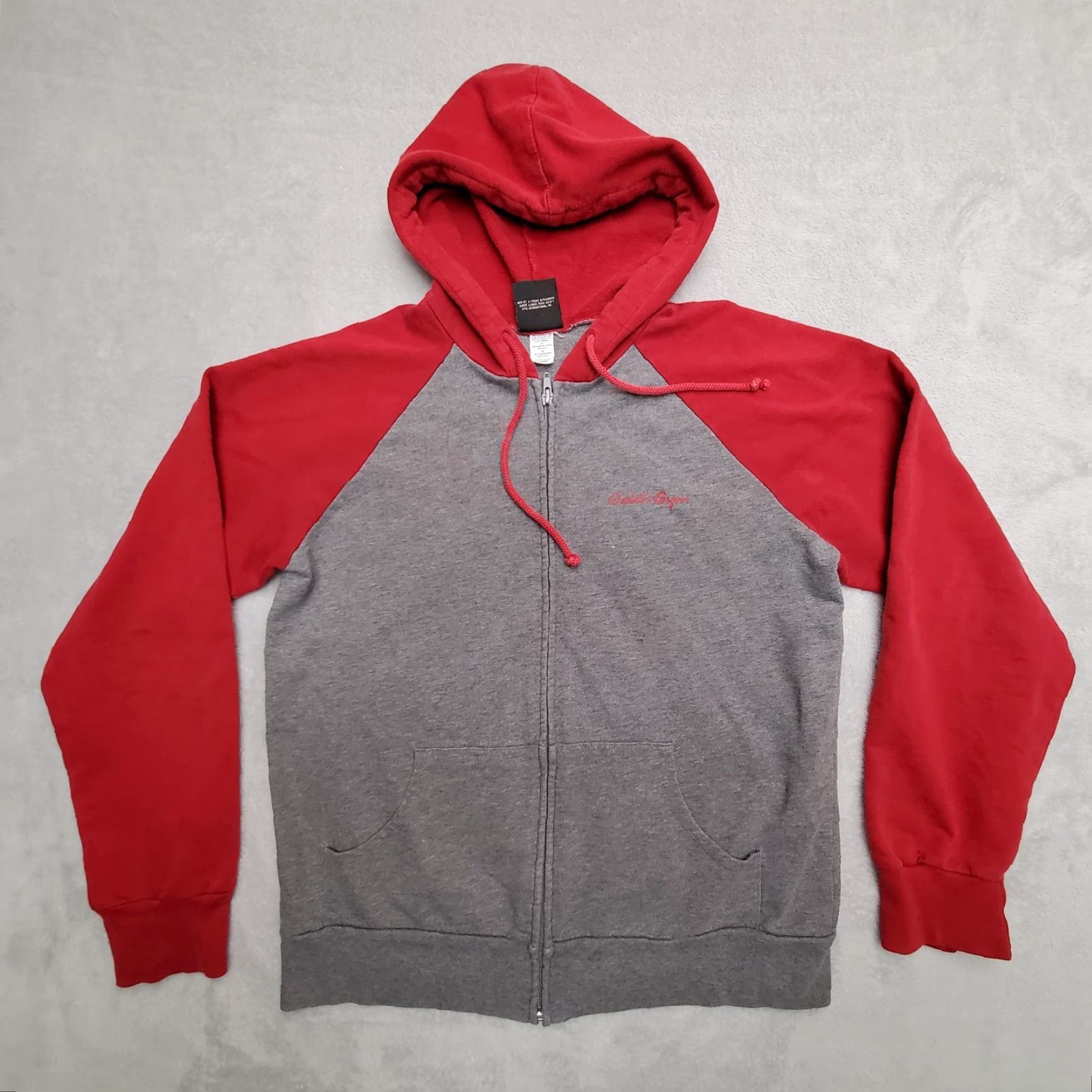 Vintage VINTAGE Gold's Gym Hoodie Women L Red Gray 100% Cotton Logo Hooded Casual USA Womens Size L / US 10 / IT 46 - 2 Thumbnail