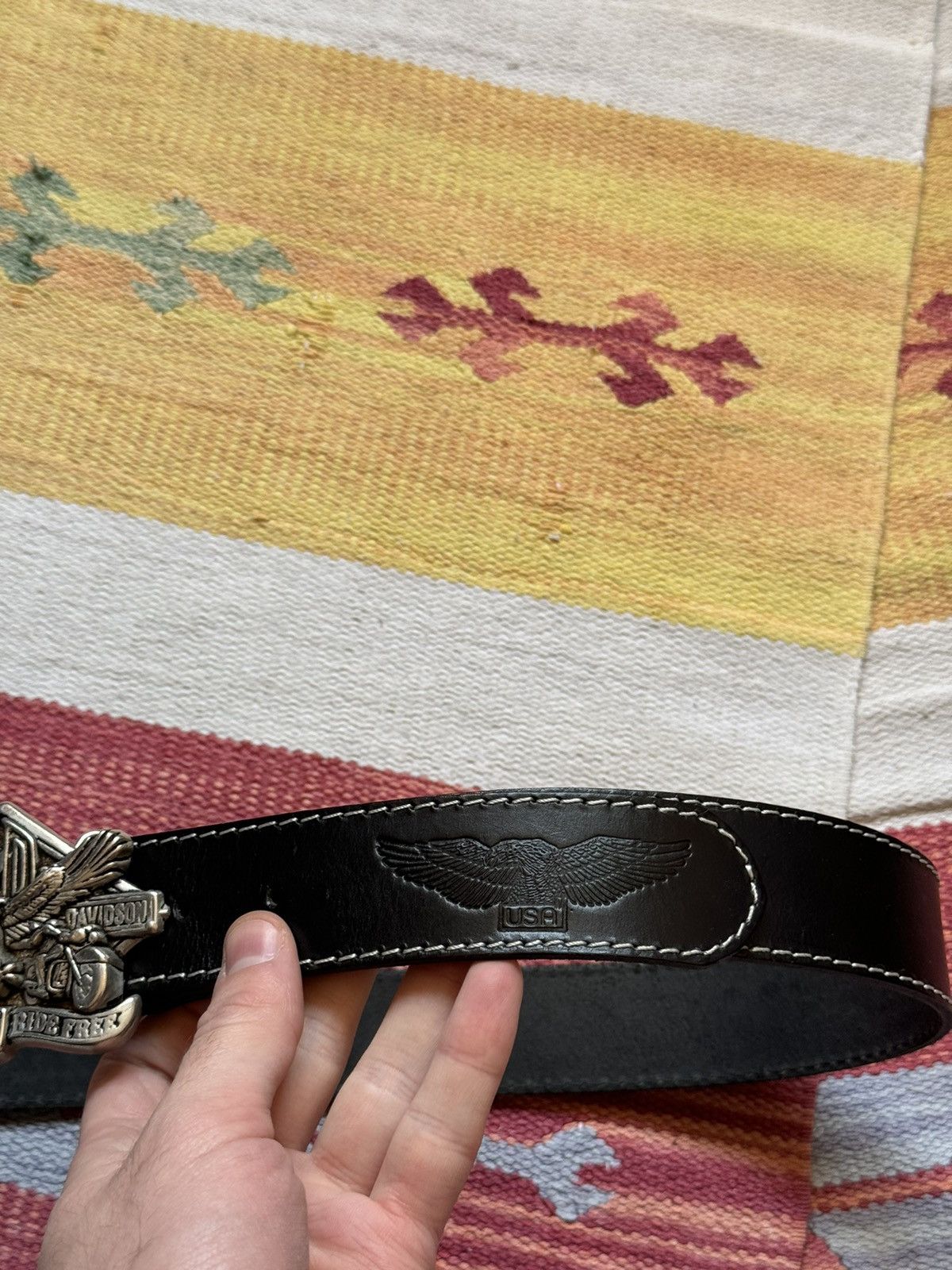 Genuine Leather Vintage 00’s Harley Davidson y2k Black Genuine Leather Belt Size ONE SIZE - 3 Thumbnail