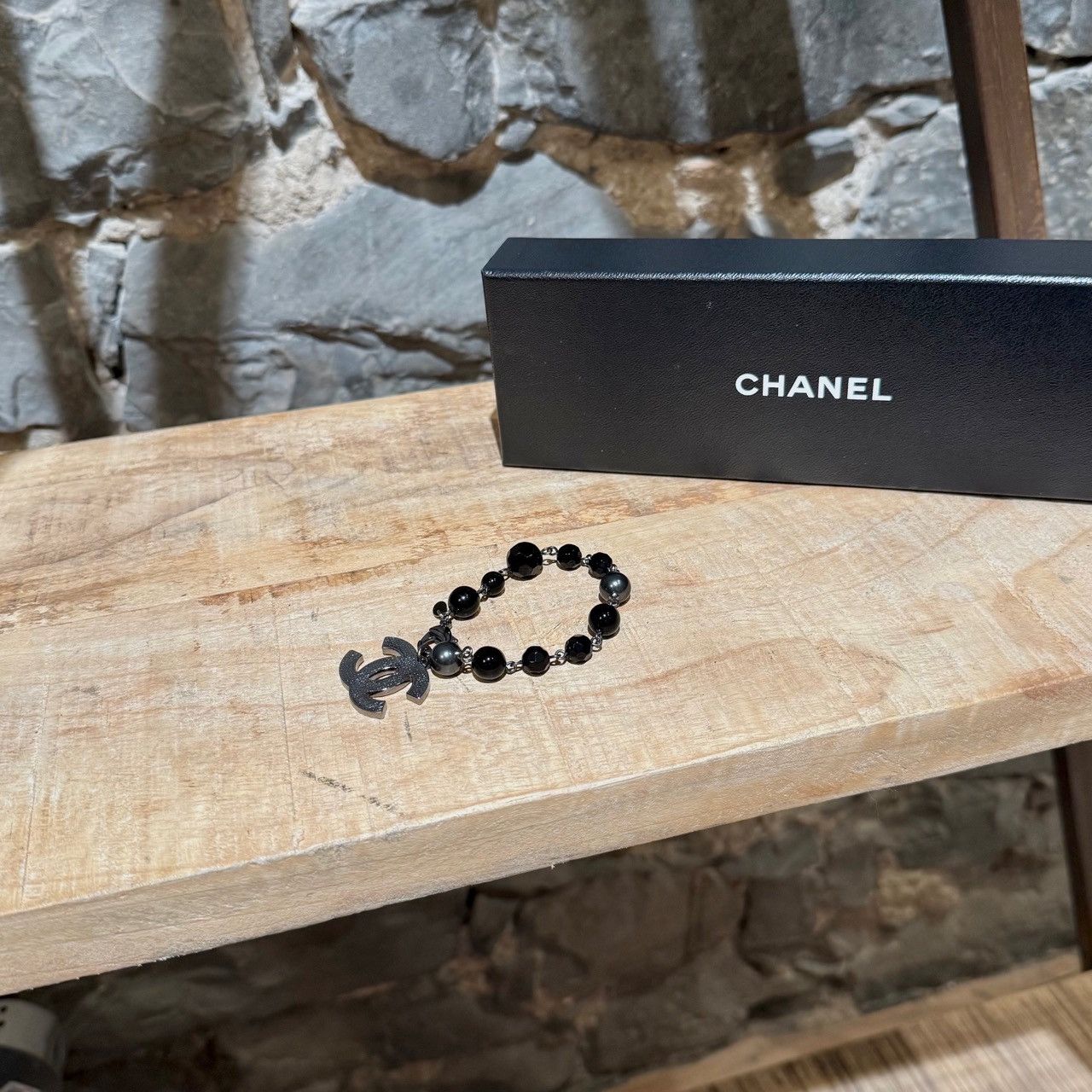 Chanel Chanel A13 Black Bead CC Charm Bracelet Size ONE SIZE - 1 Thumbnail