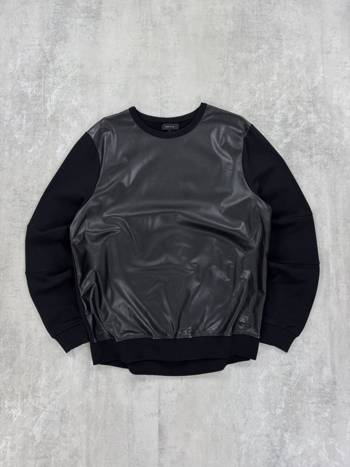 River Island River Island Mens black faux leather sweatshirt long sleeve Size US L / EU 52-54 / 3 - 1 Thumbnail