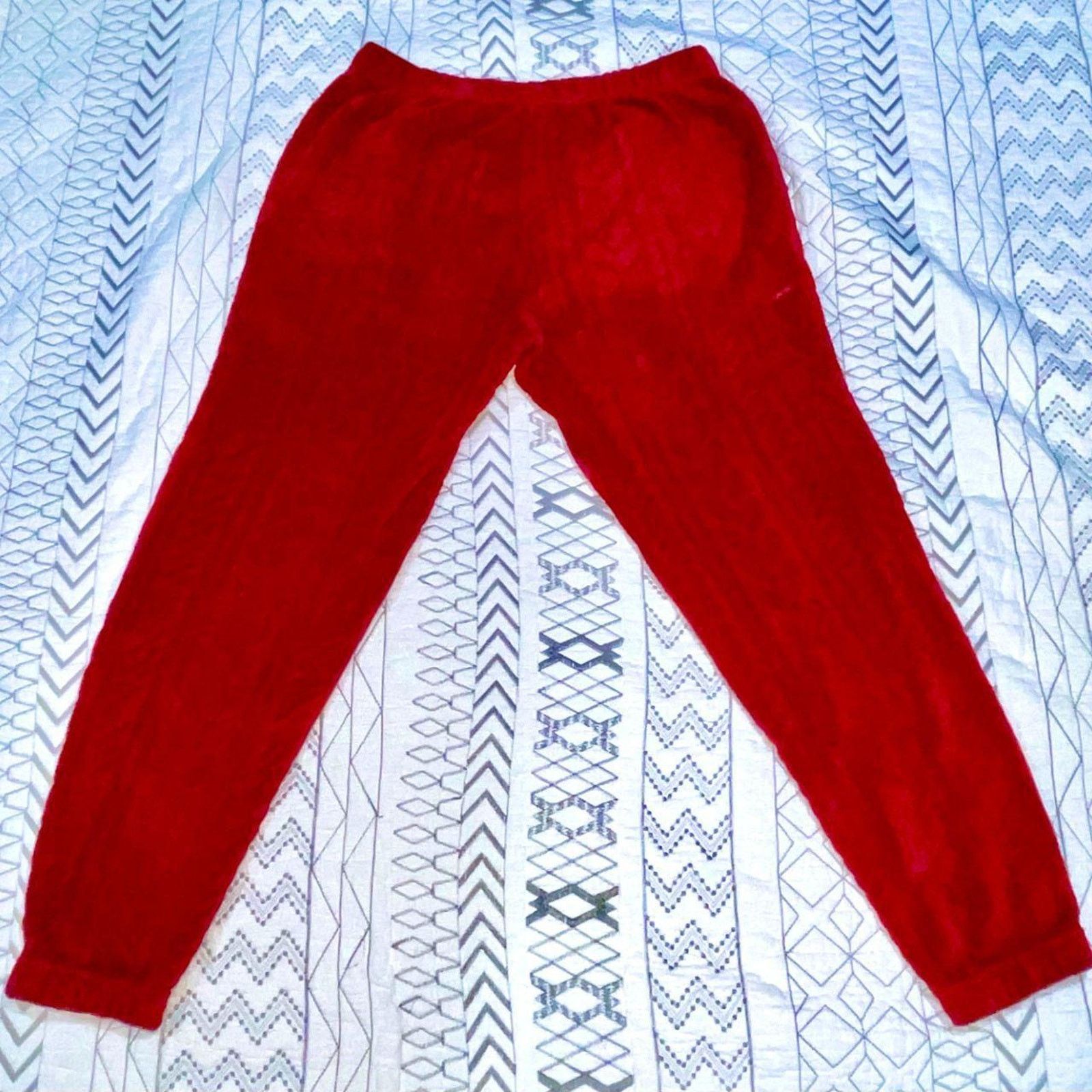 Other Joyspun Red Velour "Joyful" Pajama Set Size ONE SIZE - 6 Thumbnail