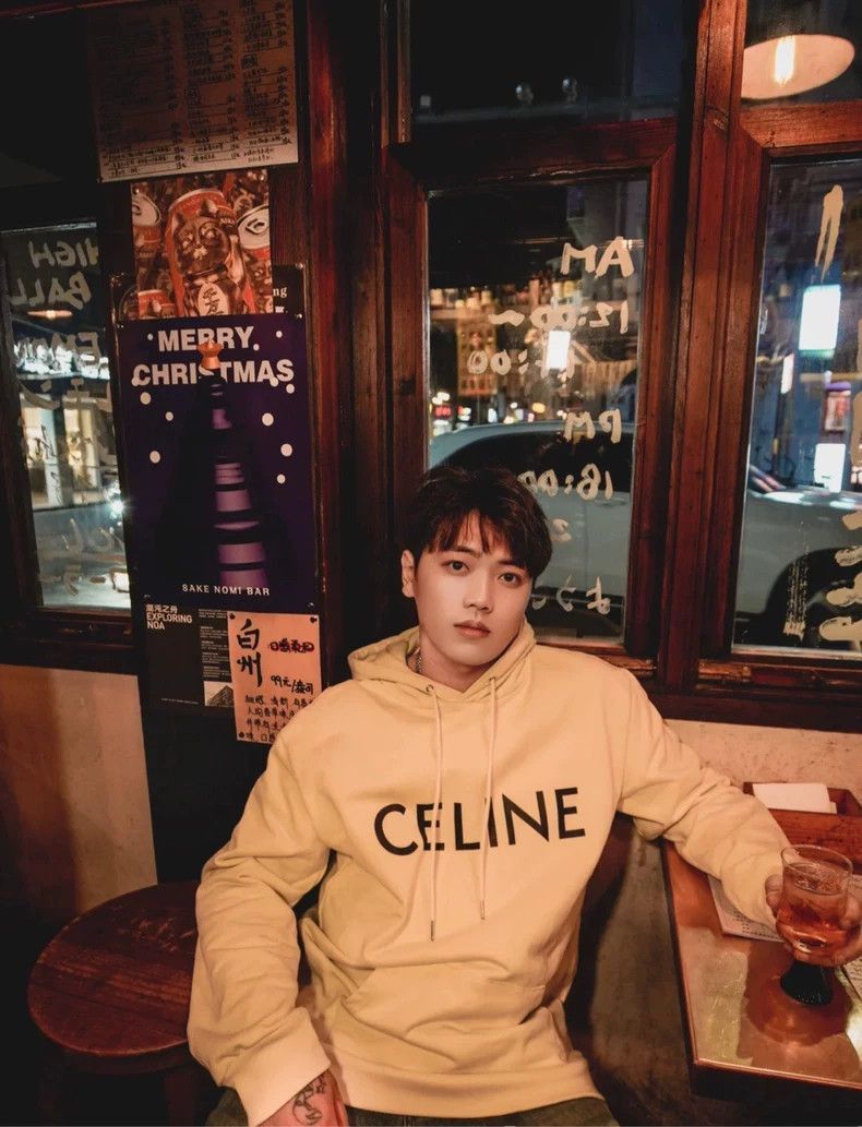 Celine Celine Logo Hooded Sweatshirt Champagne Color Size US XXL / EU 58 / 5 - 8 Thumbnail