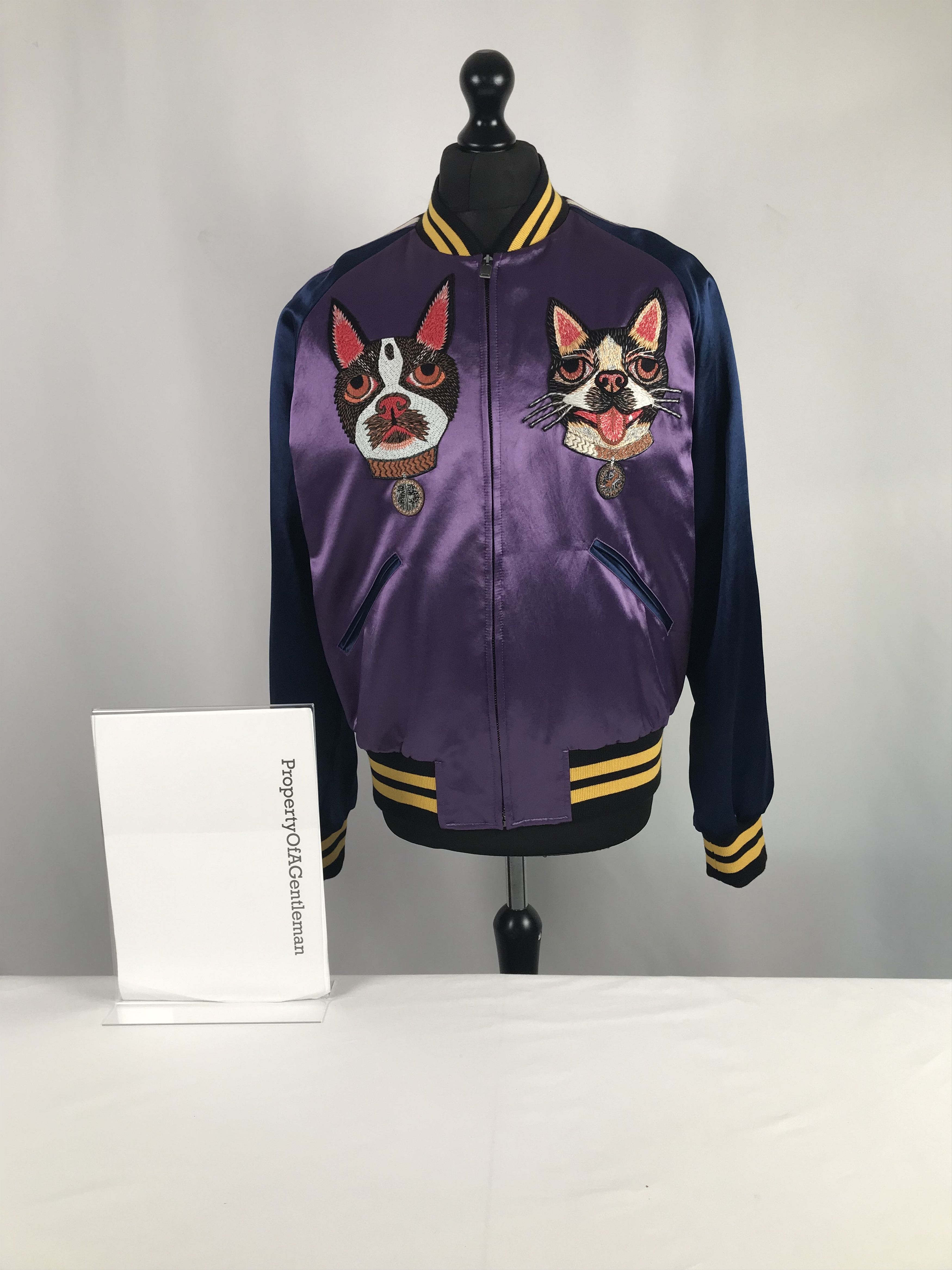Gucci Gucci Silk Purple Dog & Cat Bomber Jacket Size US L / EU 52-54 / 3 - 3 Thumbnail